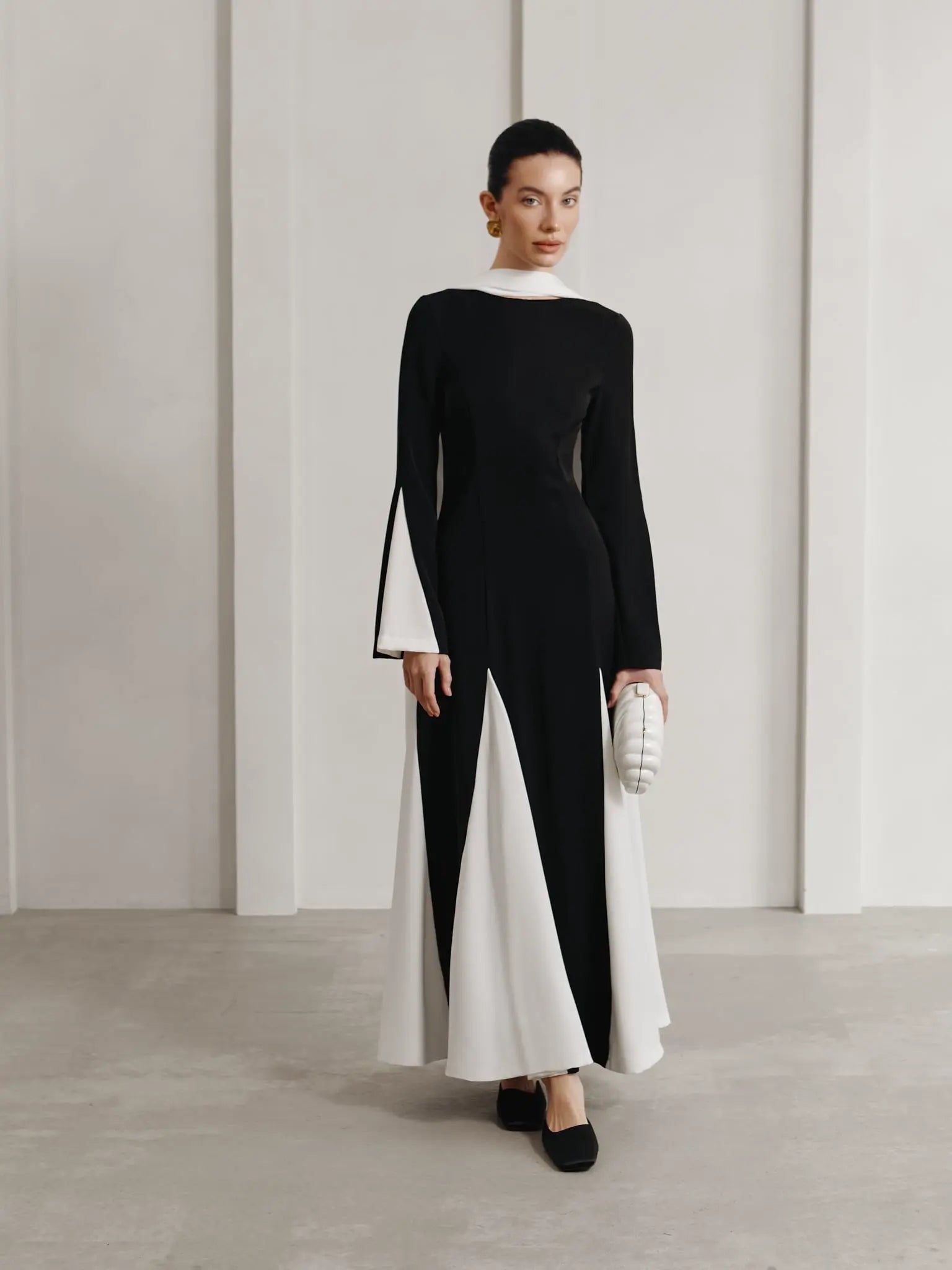 Knitted maxi dress with triangular inserts