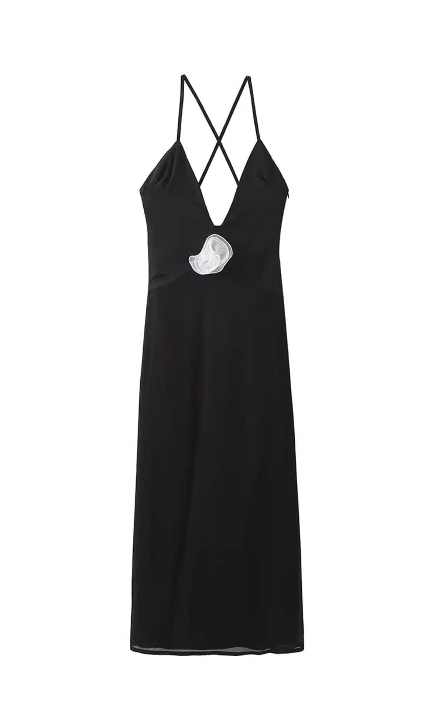 V Neck Halter Midi Dress