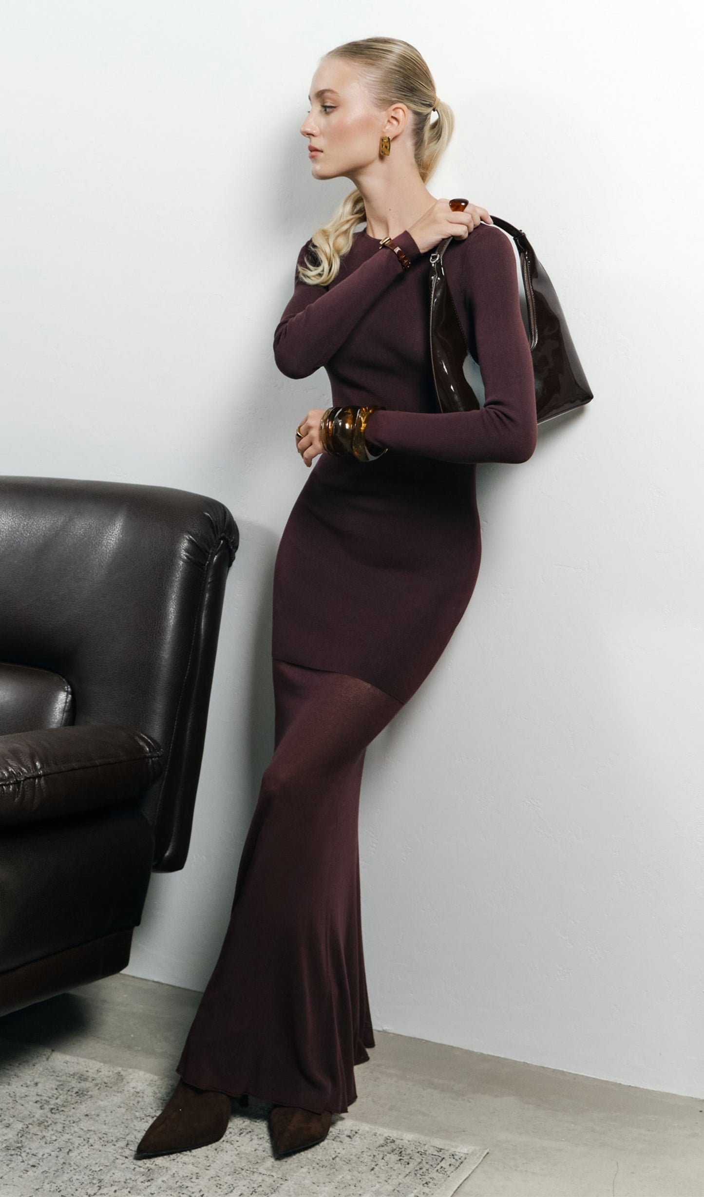 Fitted In Jersey Blend Maxi Dress