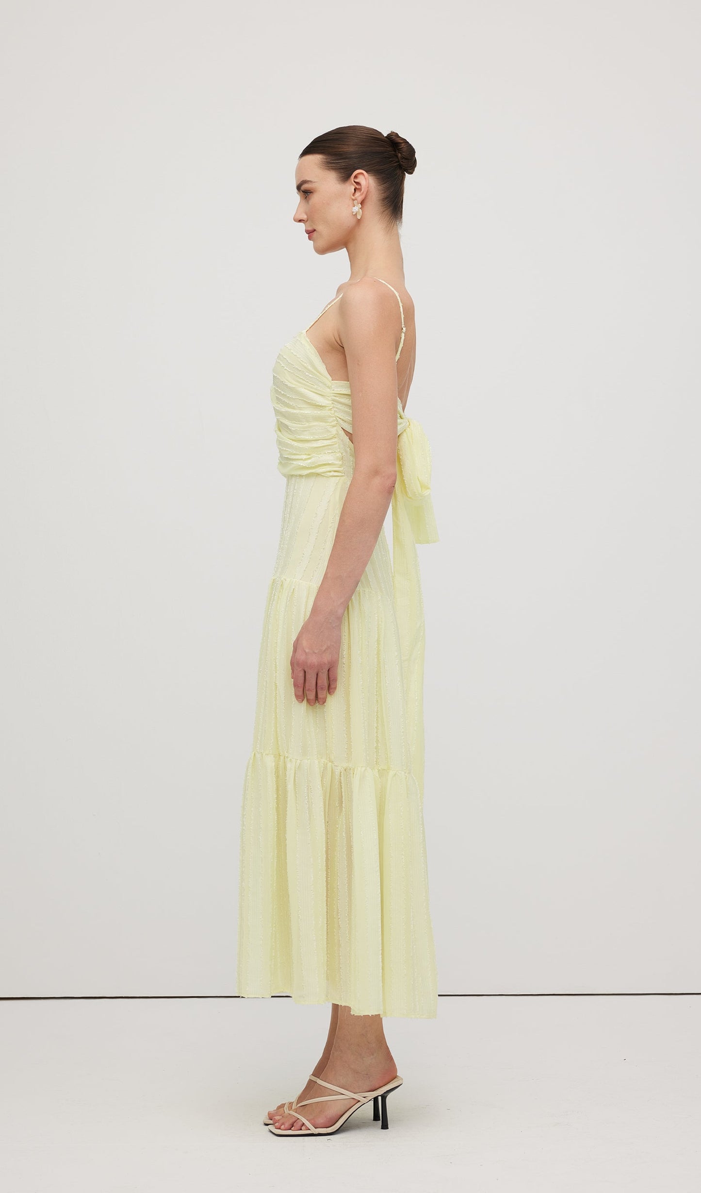 Pleated Backless Tiered Cami Midi Dress