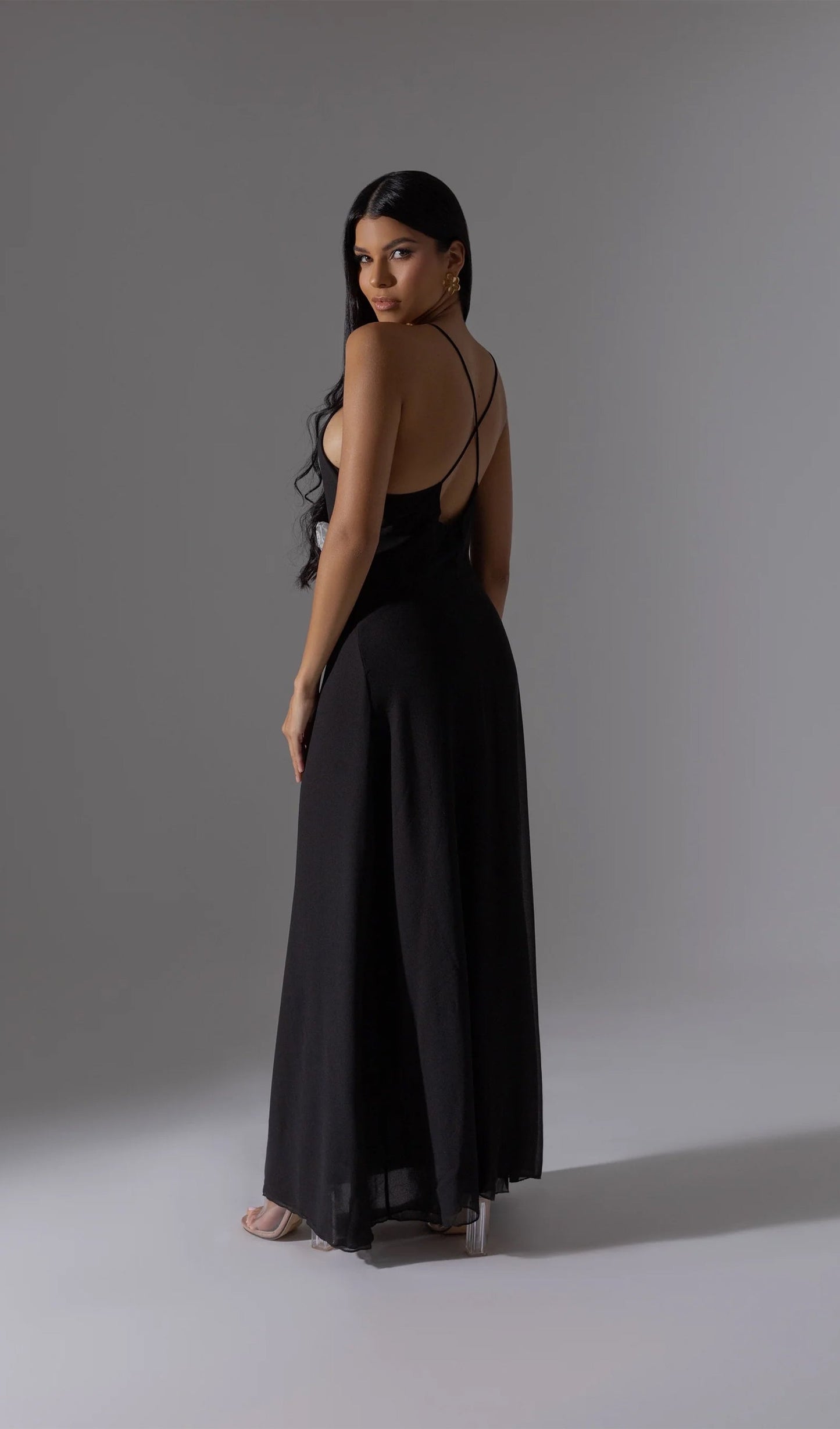 V Neck Halter Midi Dress