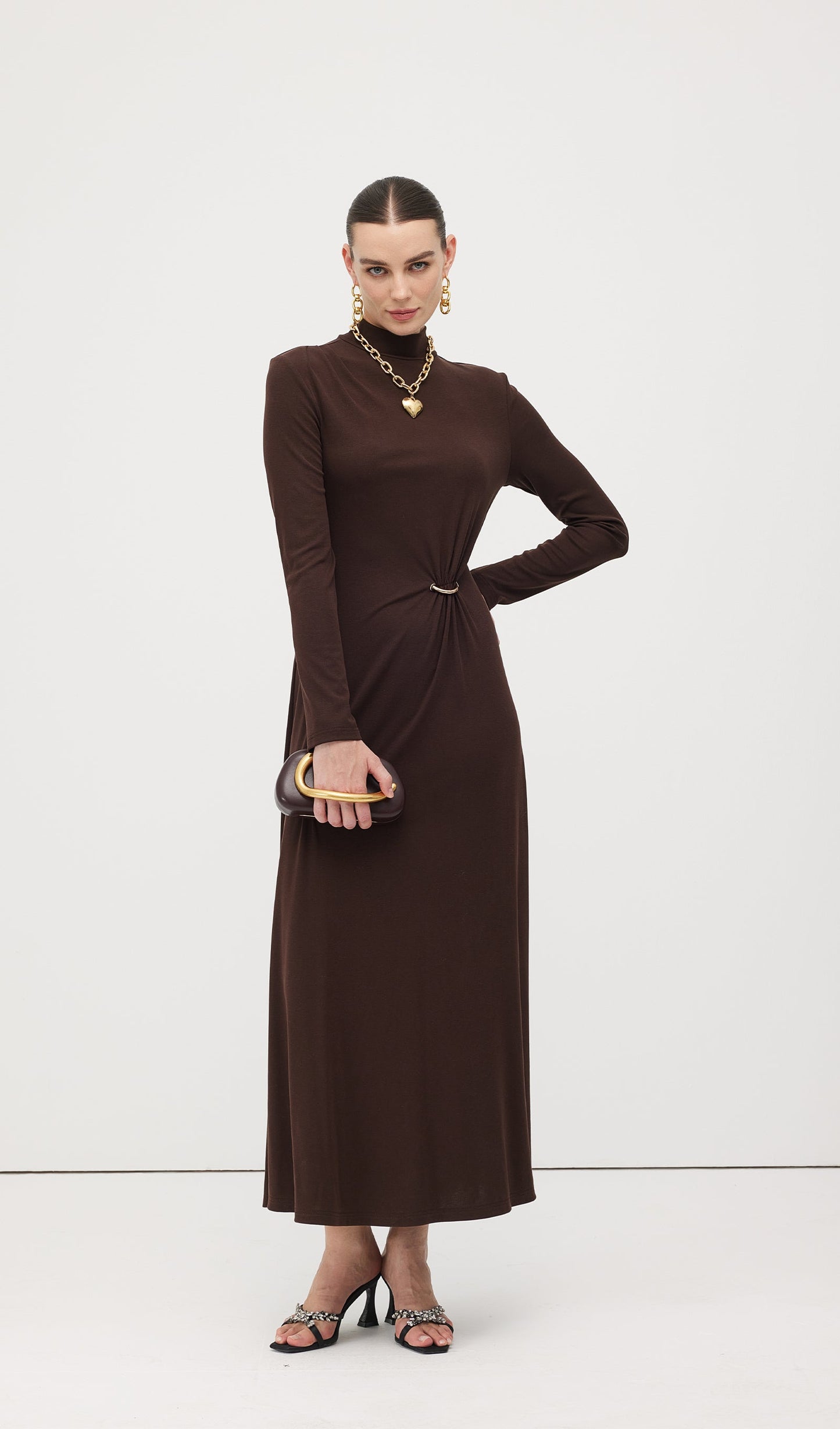 Jersey Metallic Decor Maxi Dress