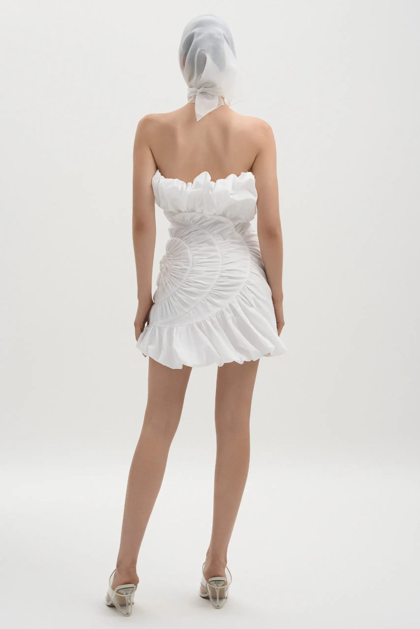 Strapless Ruched Royal Cotton Mini Dress