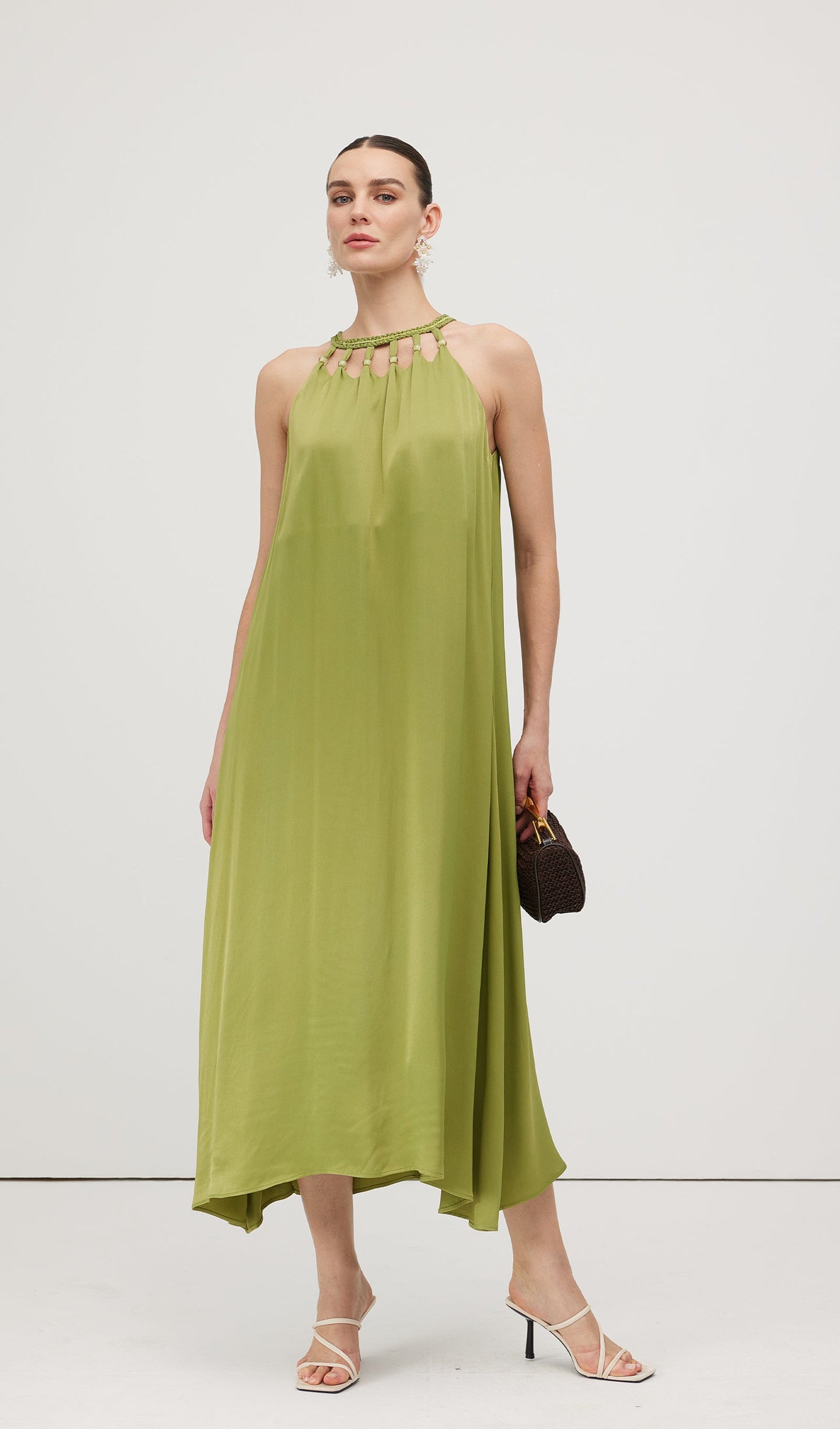 Round Neck Hollow Sleeveless Midi Dress