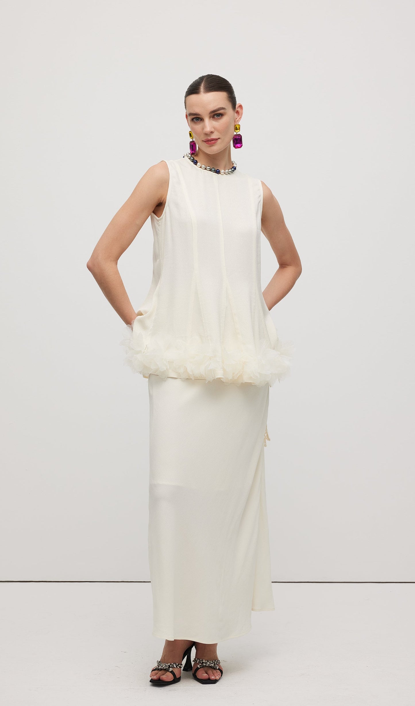 Sleeveless Ruffle Maxi Dress Sets