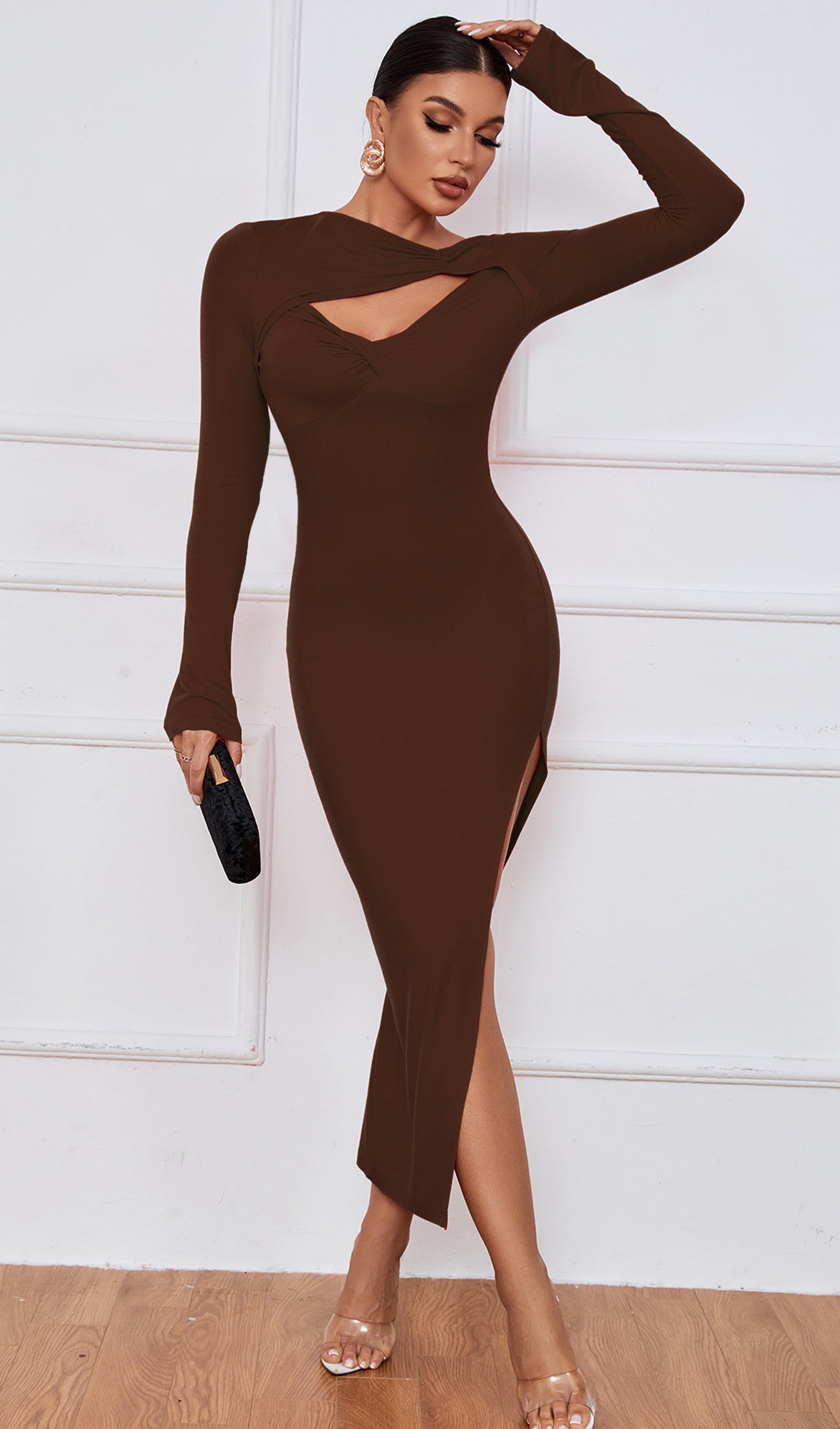 Cut Out Split Midi Dress