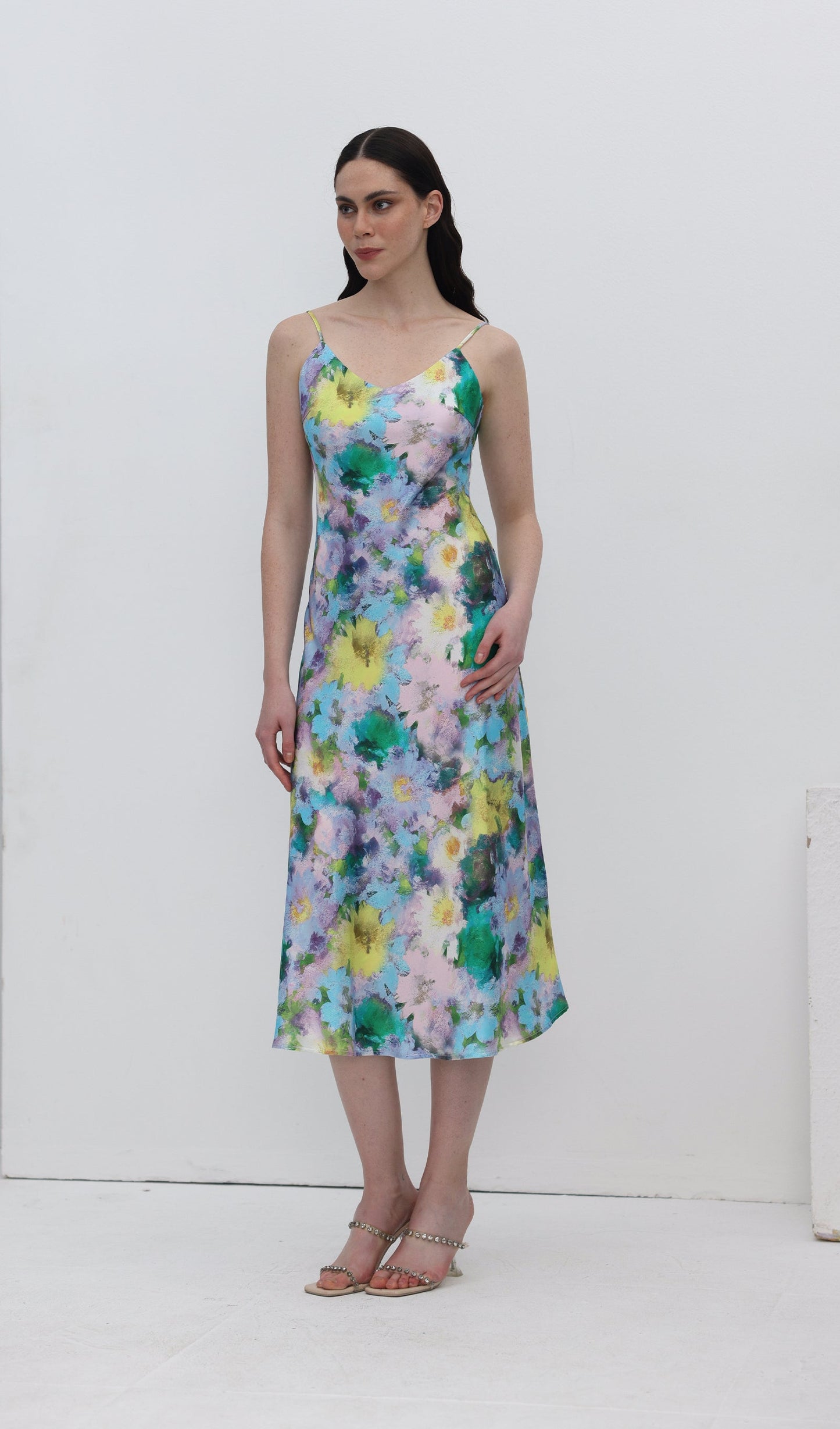 Flower Print Slip Midi Dress