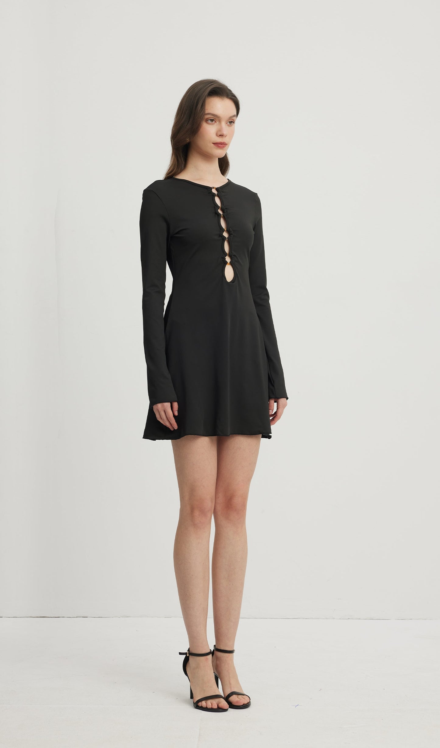 Hollow Out Mini Dress Black