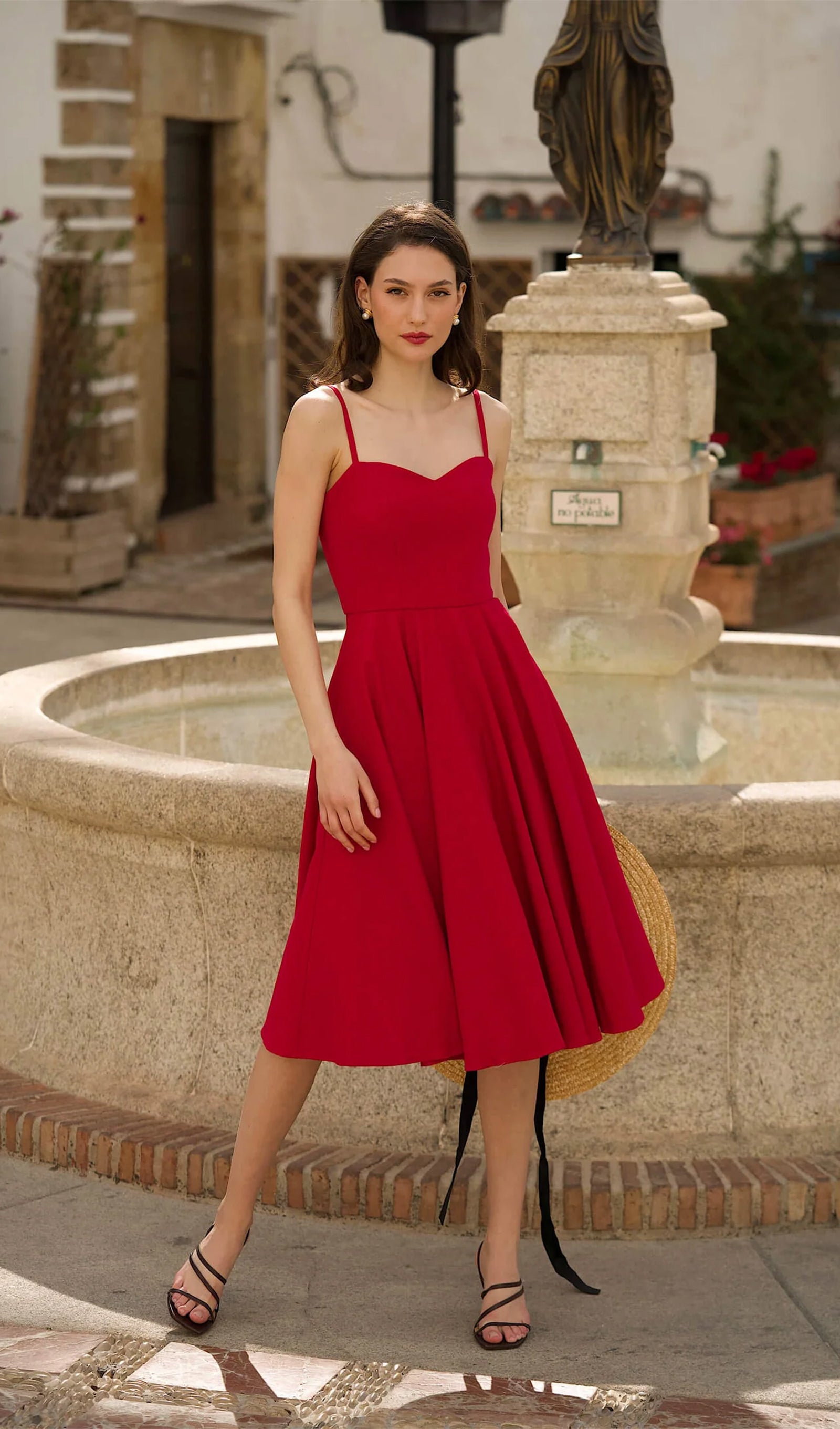 Solid Linen Midi Dress