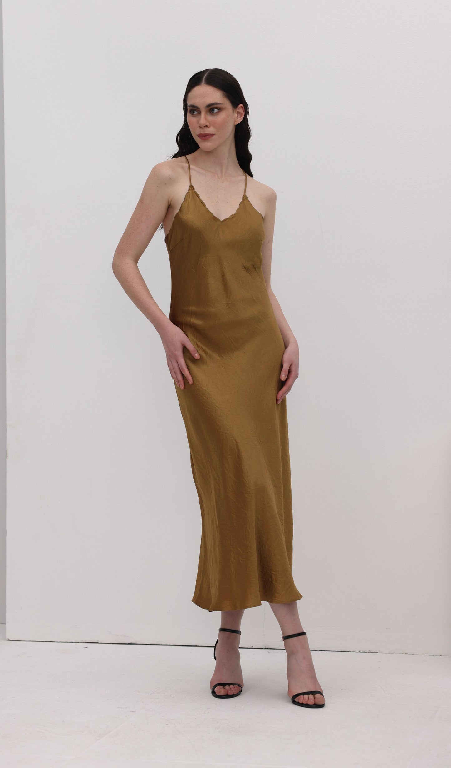 Acetate Sling Midi Dress