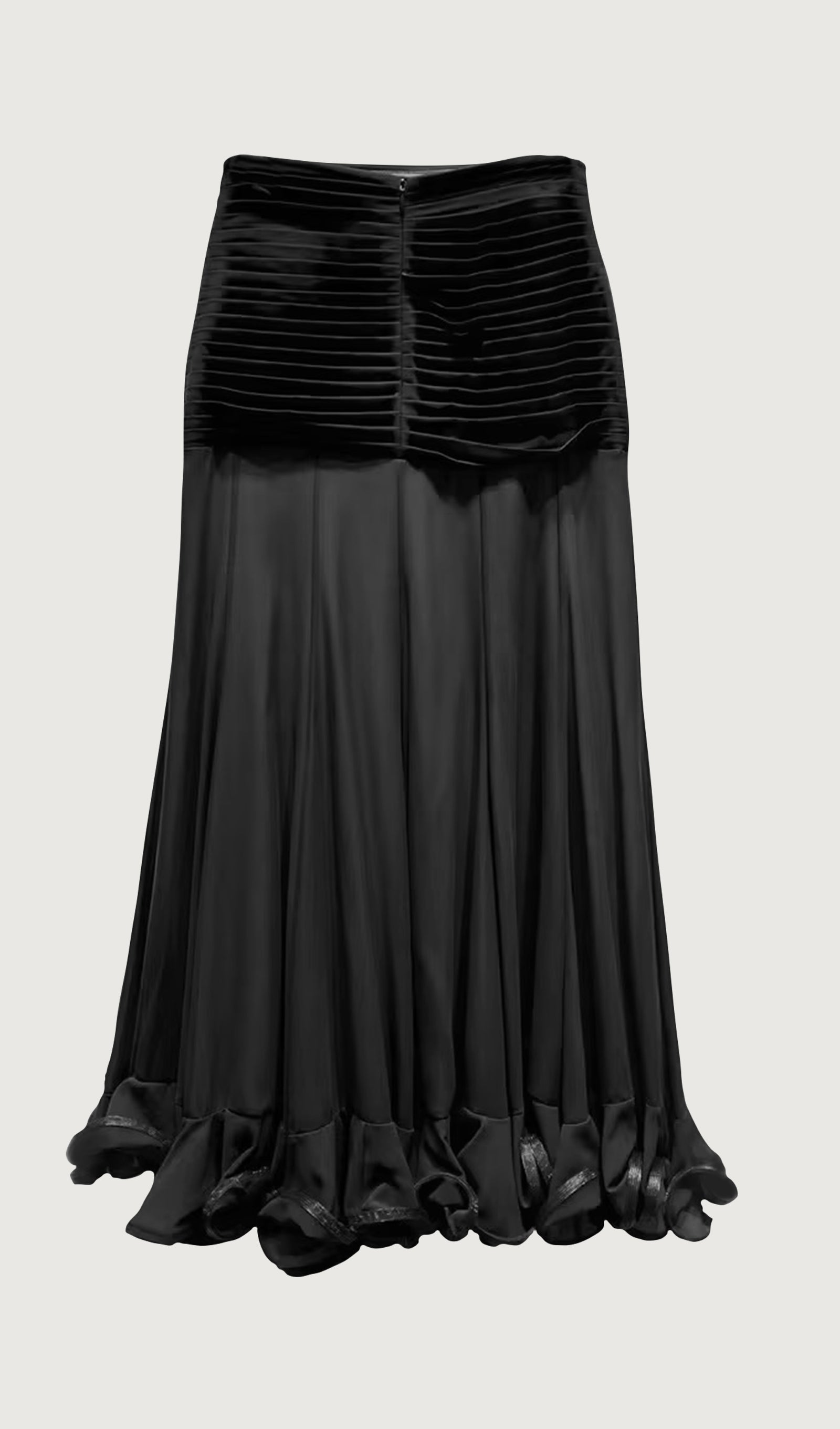 Ruffled Chiffon Maxi Skirt Black