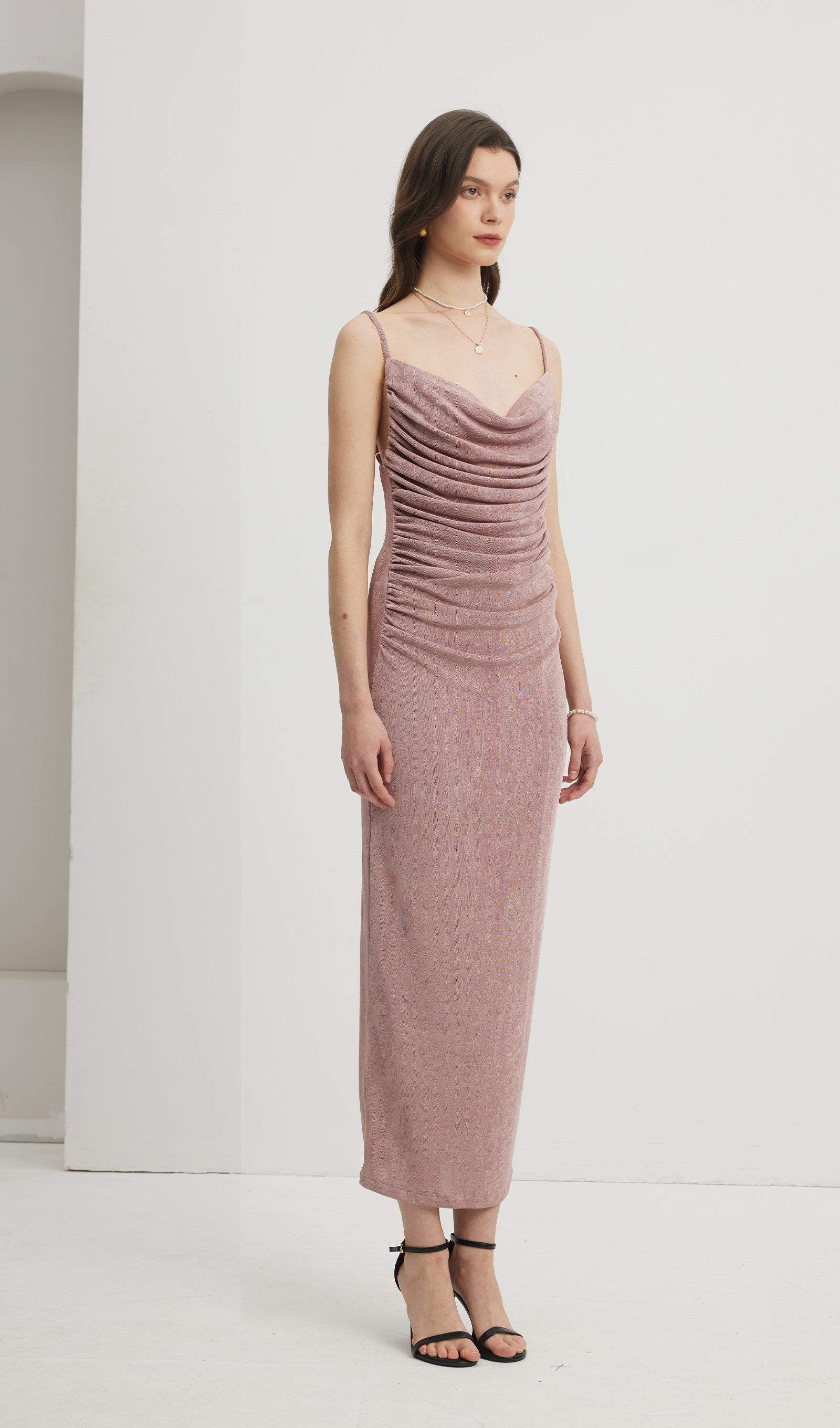 Gathered Draped Maxi Dress