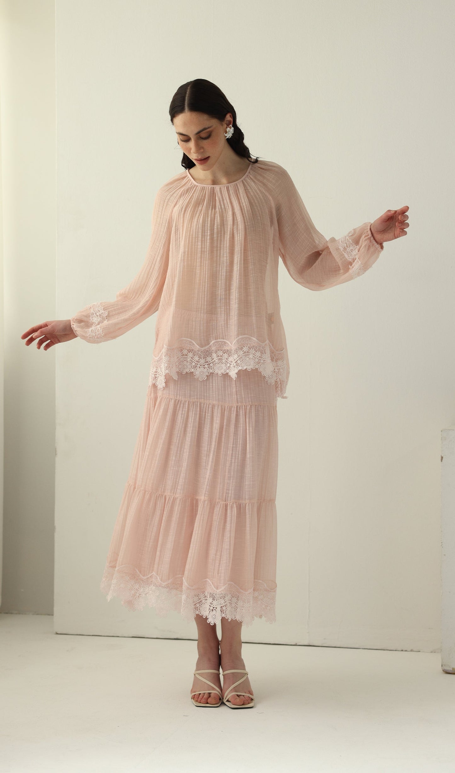 Long Sleeved Lace Panel Top