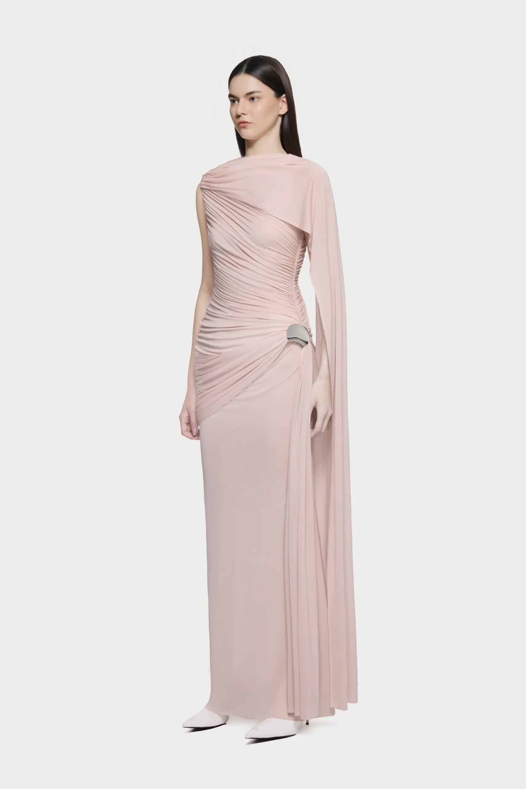 Asymmetrical Draped One-Shoulder Sleeveless Bodycon Dress