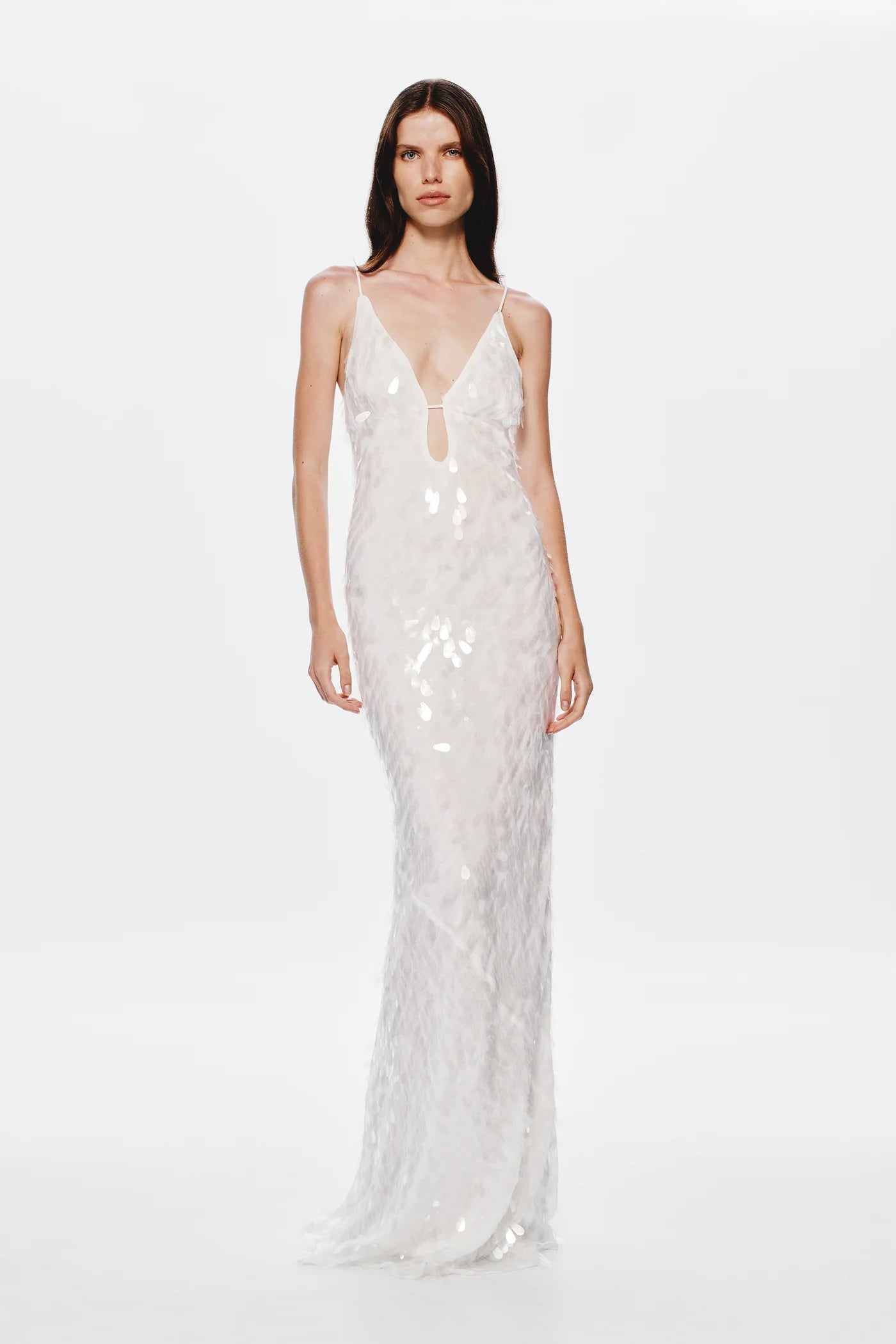 Spaghetti Strap Deep-V Sequin Dress
