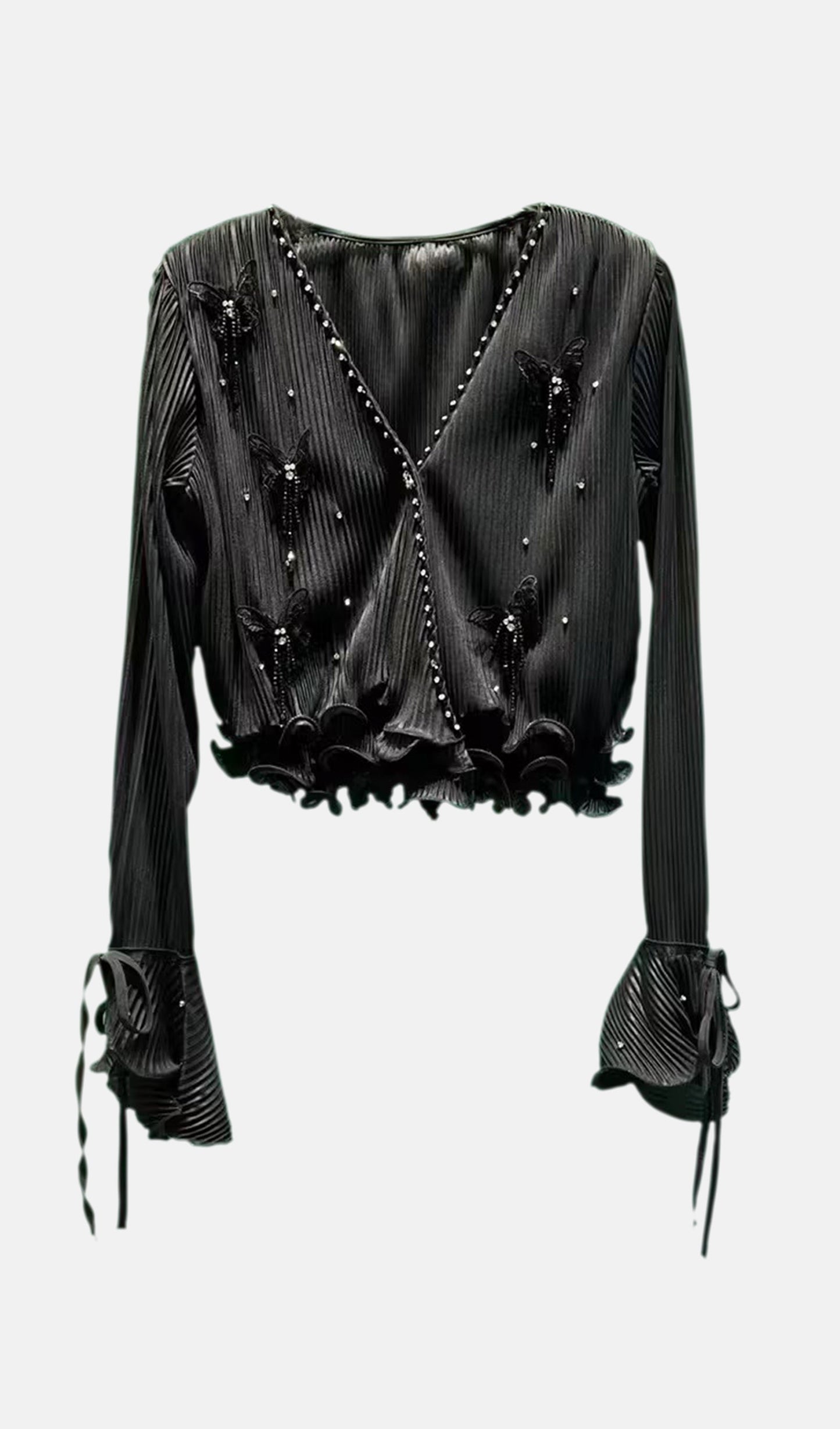 Butterfly Embellished Ruffled Top