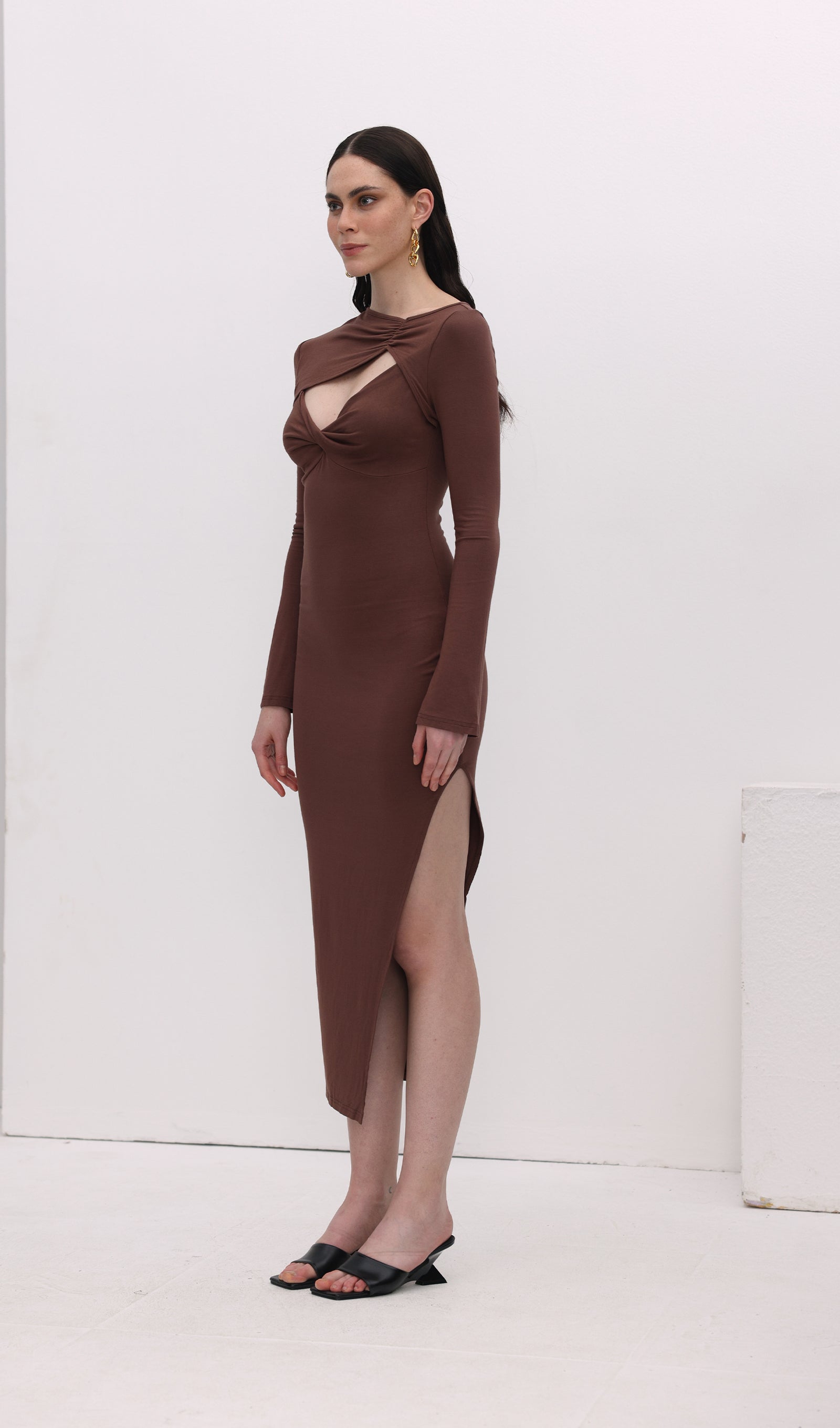 Cut Out Split Midi Dress