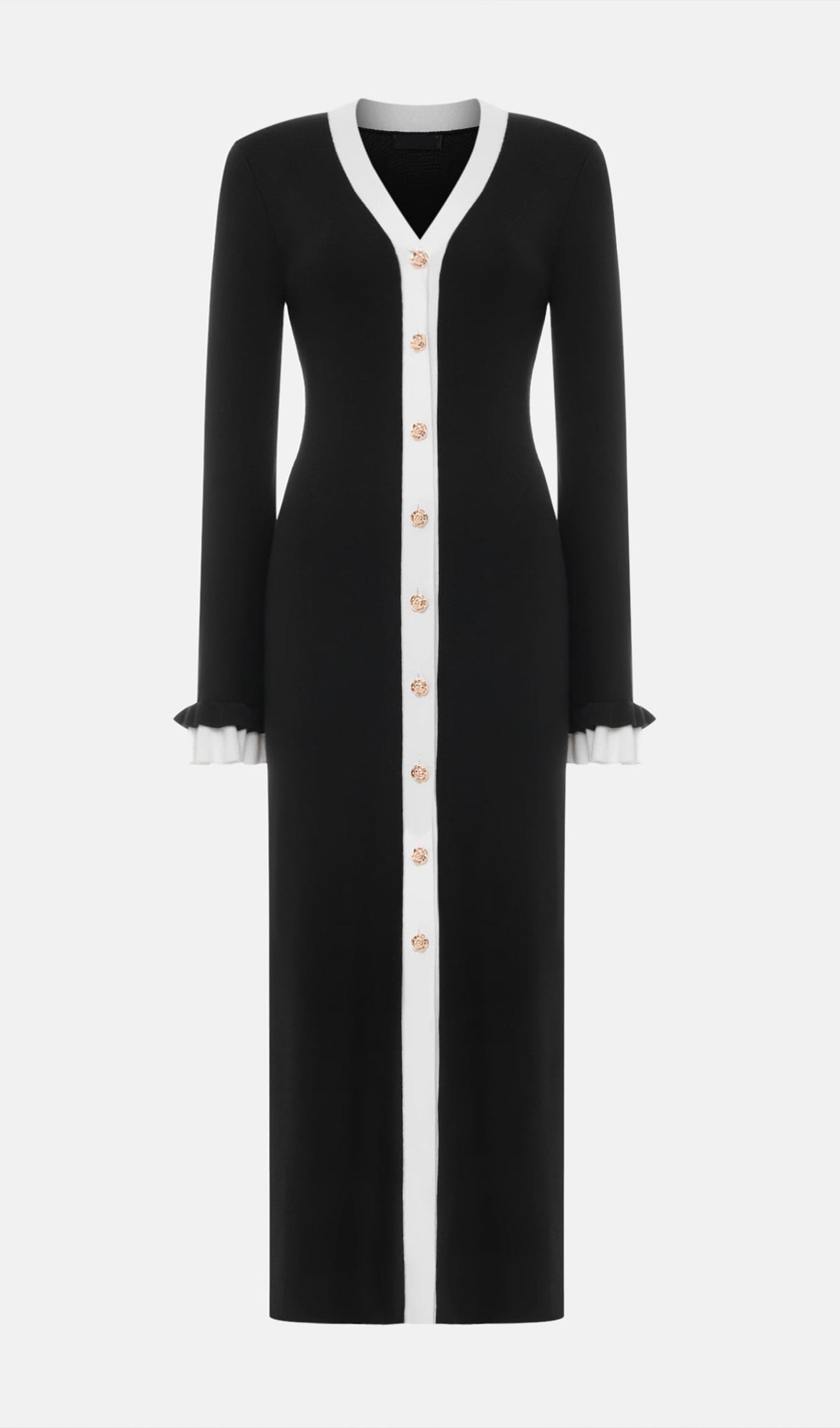 Knitted Contrasting Cuffs Maxi Dress