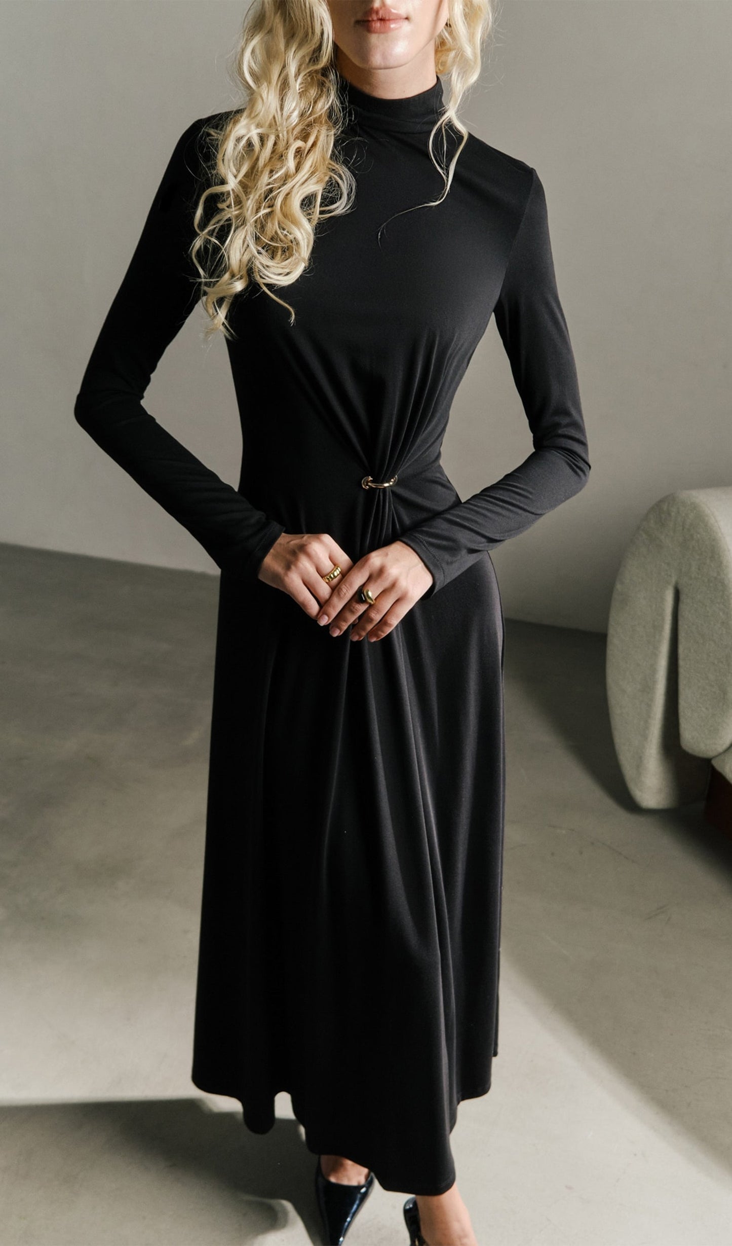 Jersey Metallic Decor Maxi Dress