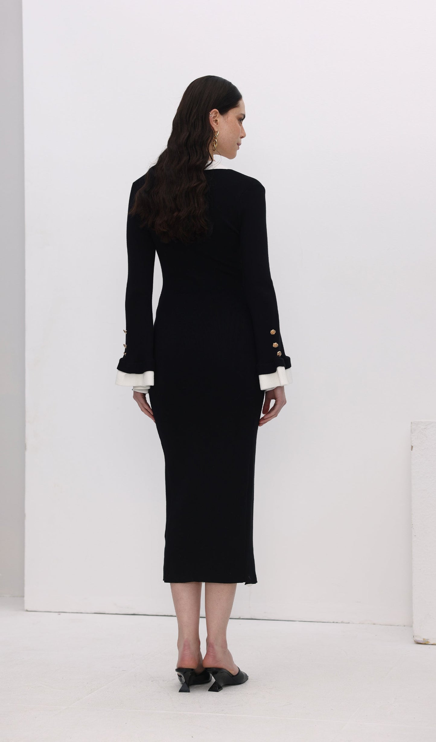 Knitted Contrasting Cuffs Maxi Dress