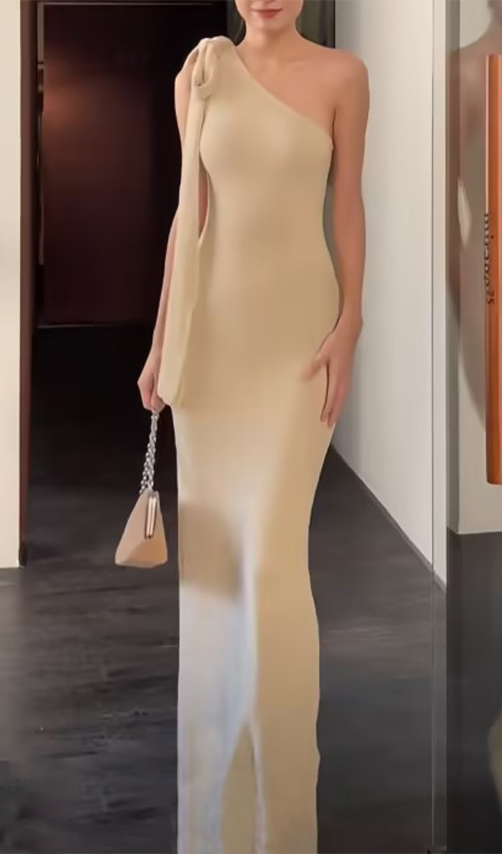 One Shoulder Tie Maxi Dress