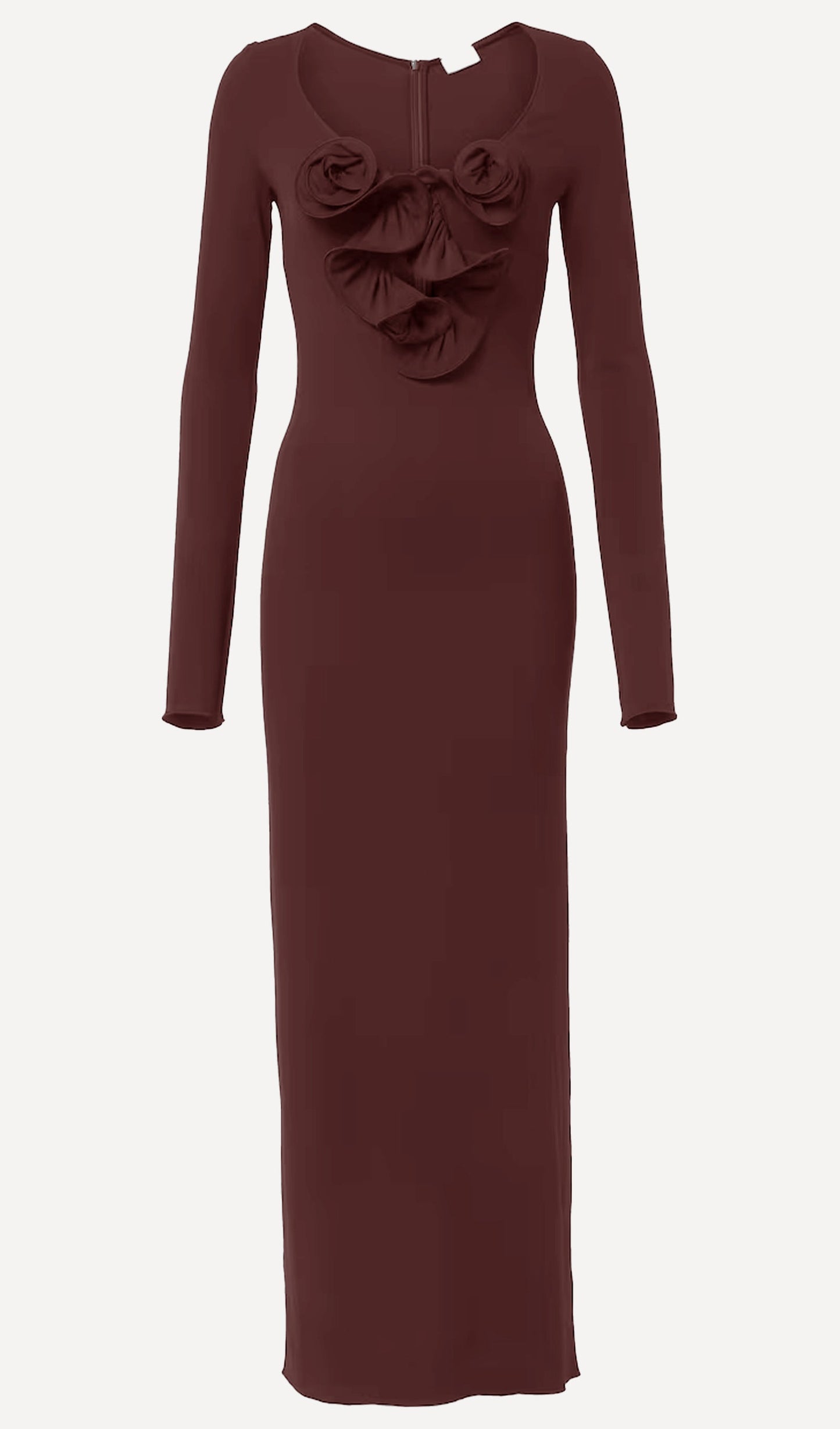 Flower Applied Jersey Maxi Dress Rose Brown