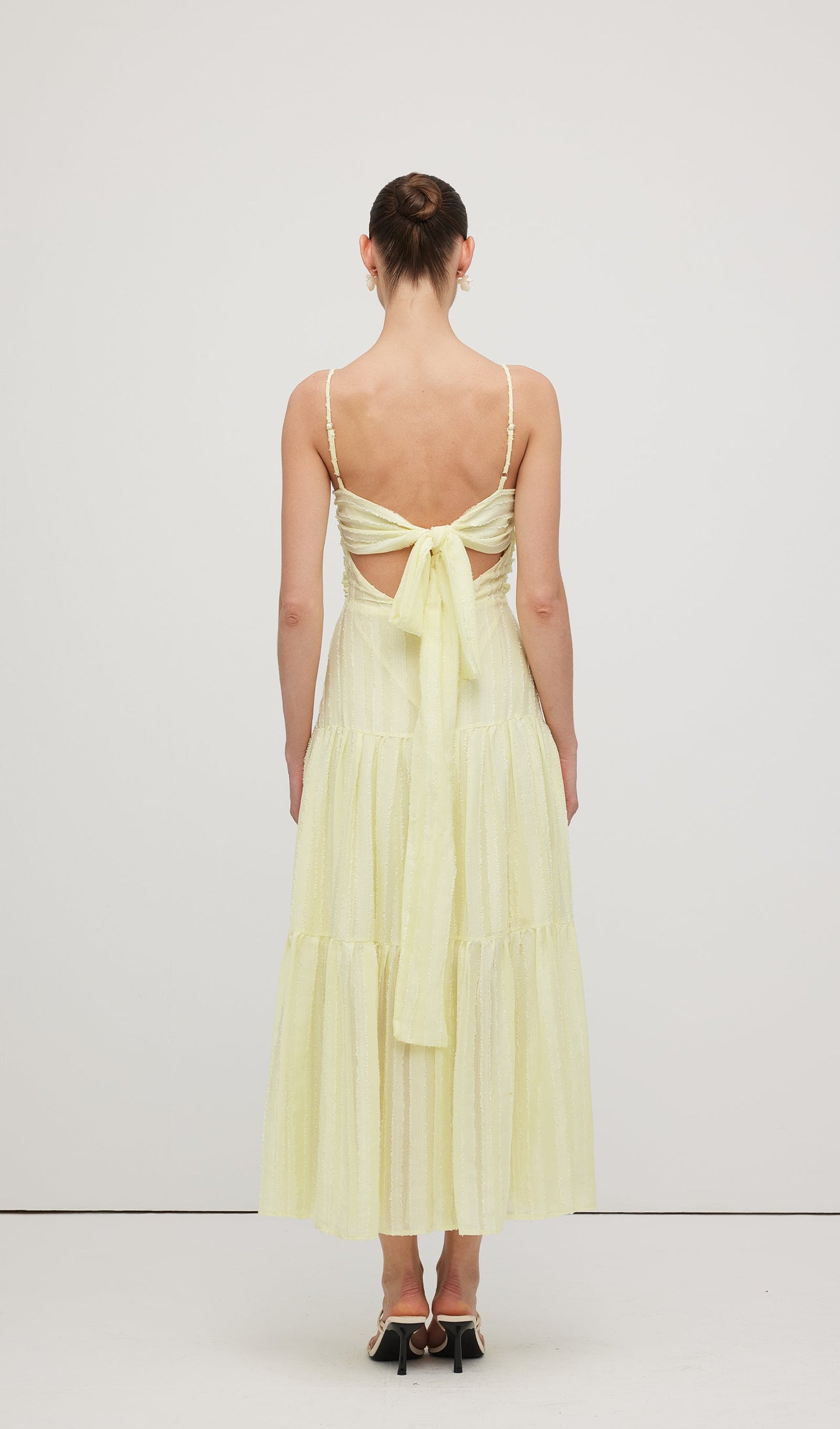Pleated Backless Tiered Cami Midi Dress