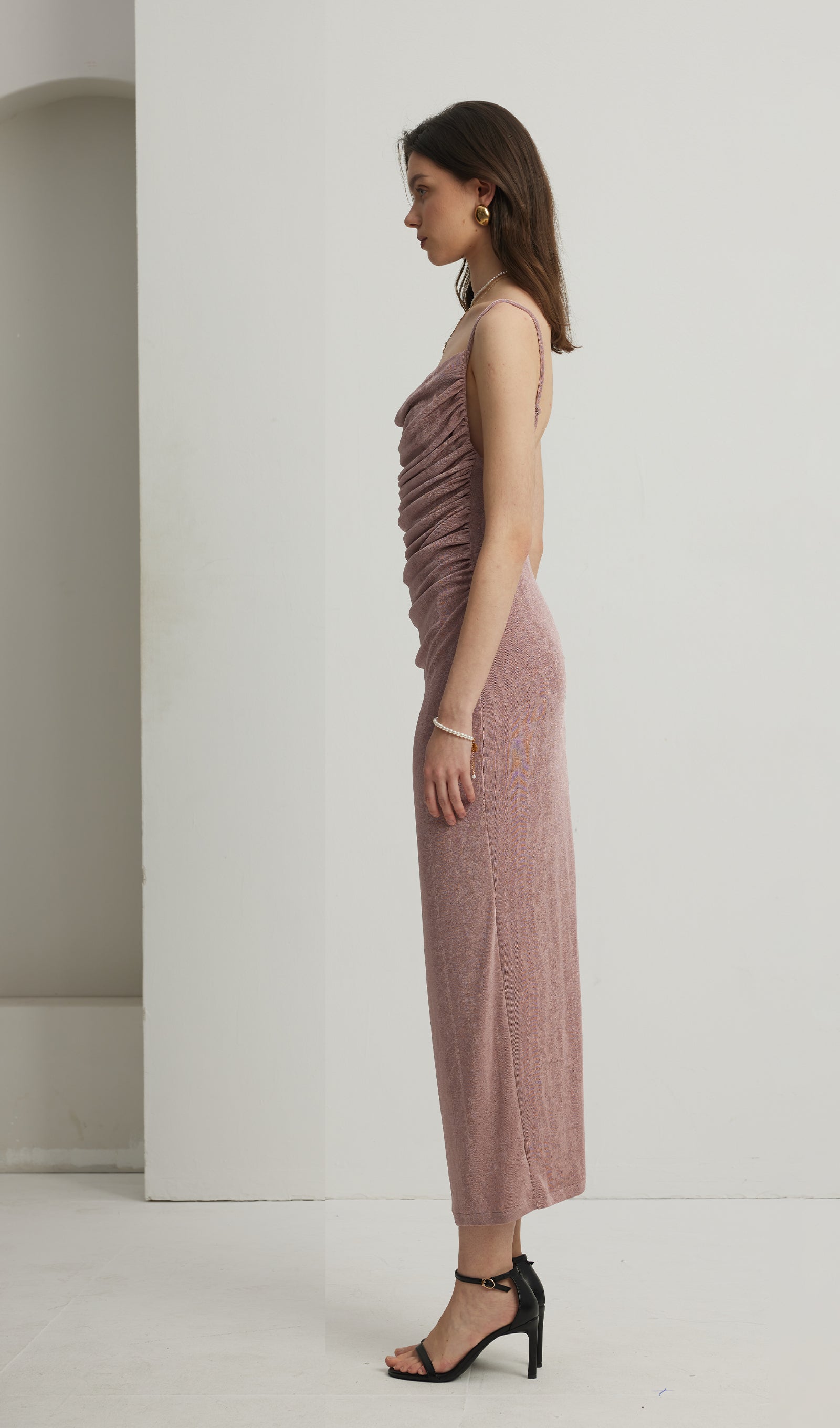 Gathered Draped Maxi Dress