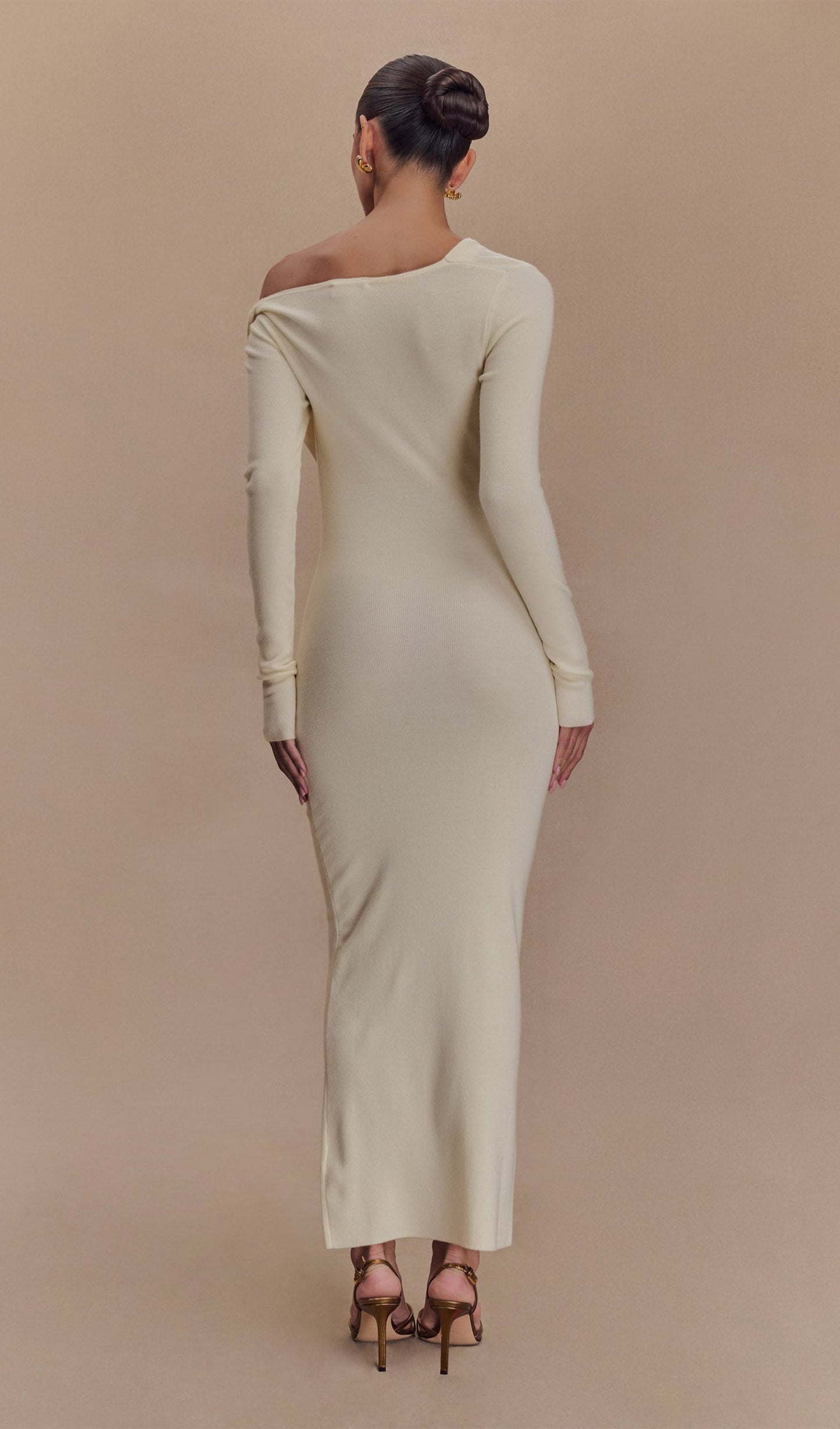 Draped Twist Knit Midi Dress