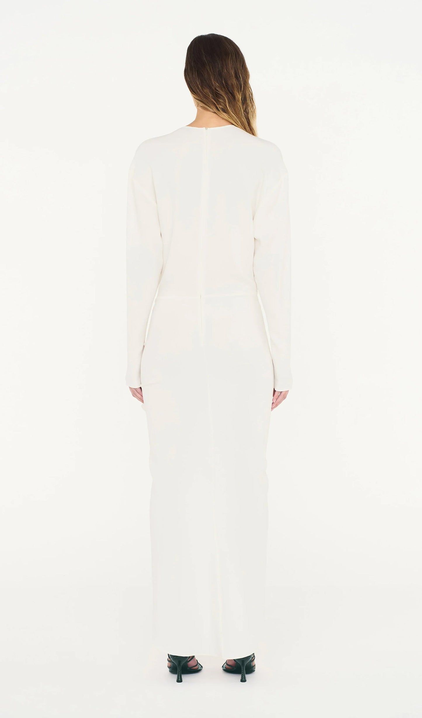 Ruched Split Long Sleeve Maxi Dress