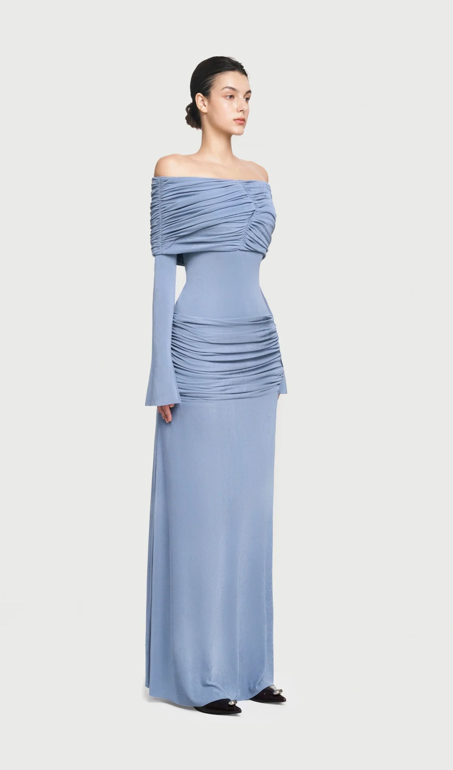 Jersey Draped Off-shoulder Maxi Dress
