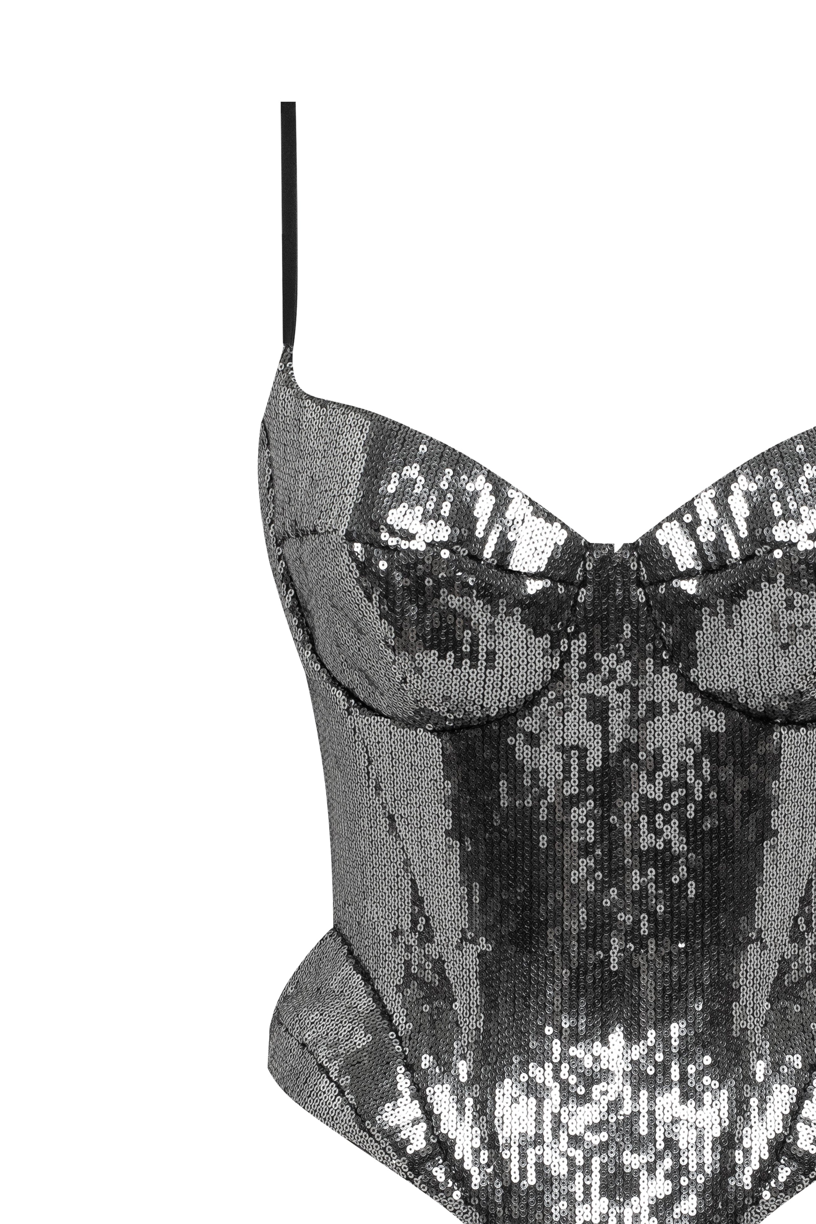 Sequin Spaghetti Strap Corset Top and Skirt Two-Piece Set
