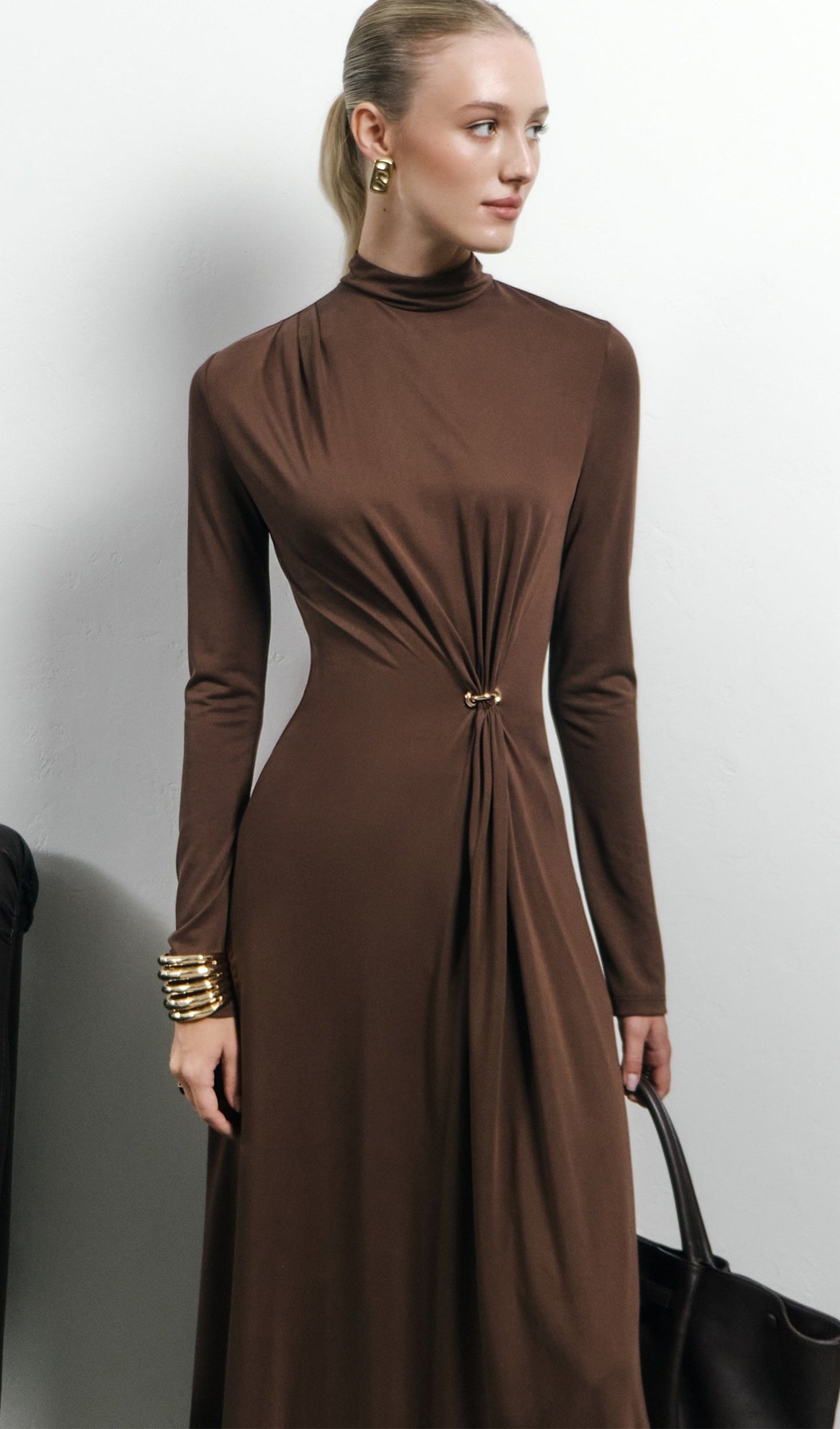 Jersey Metallic Decor Maxi Dress