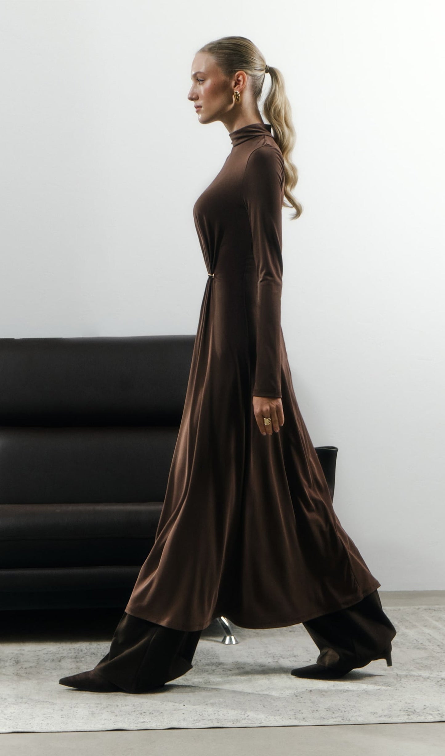 Jersey Metallic Decor Maxi Dress