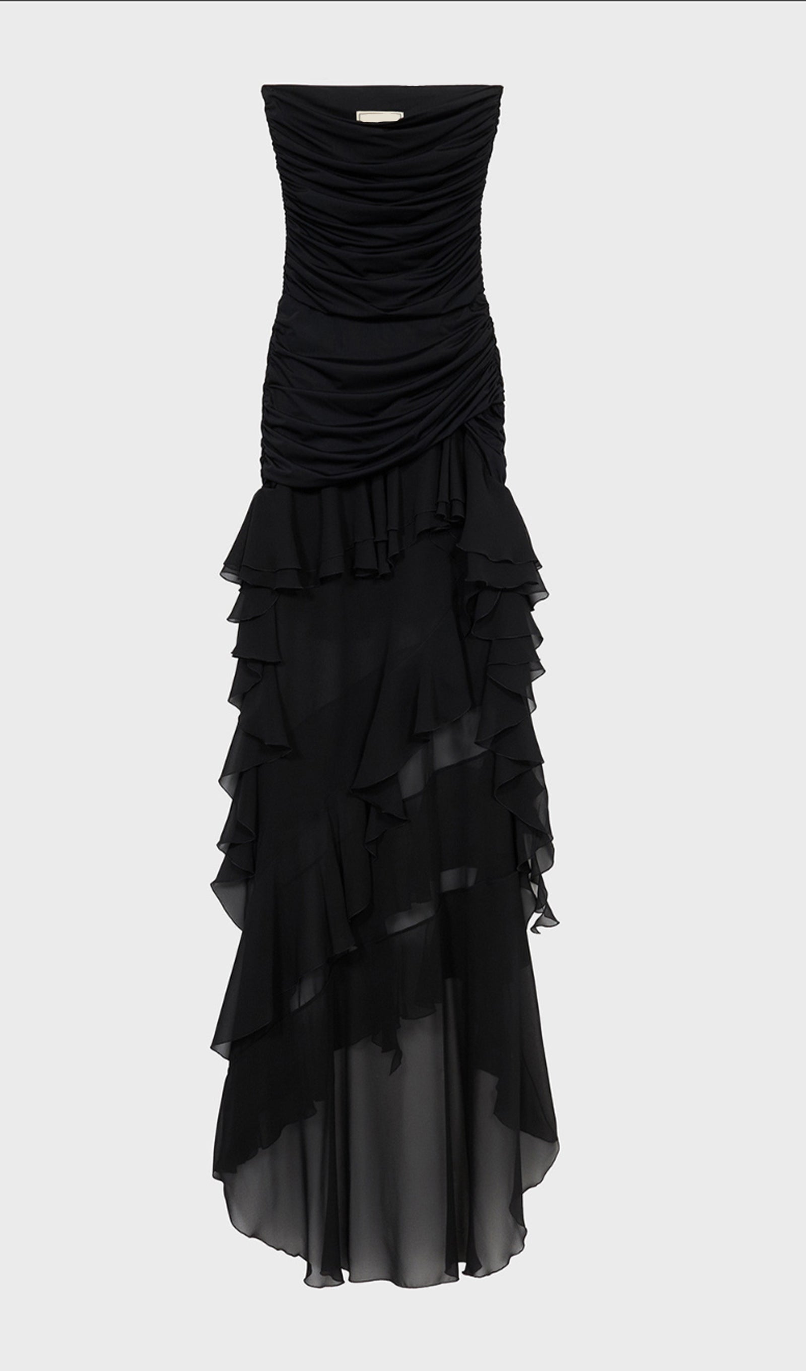 Bustier Chiffon Flounces Midi Dress