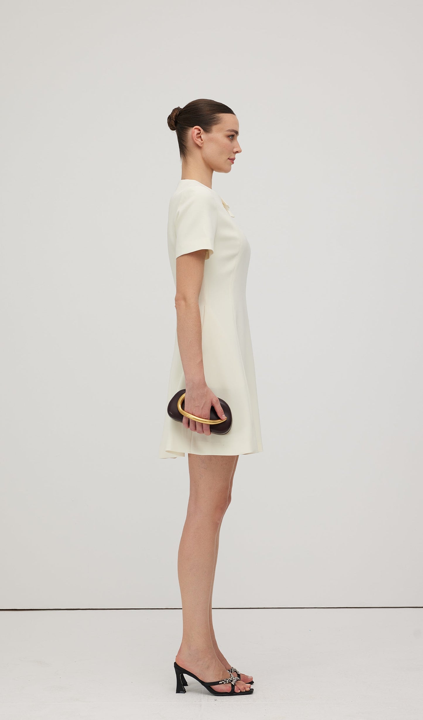 Crepe With Bow Detail Mini Dress