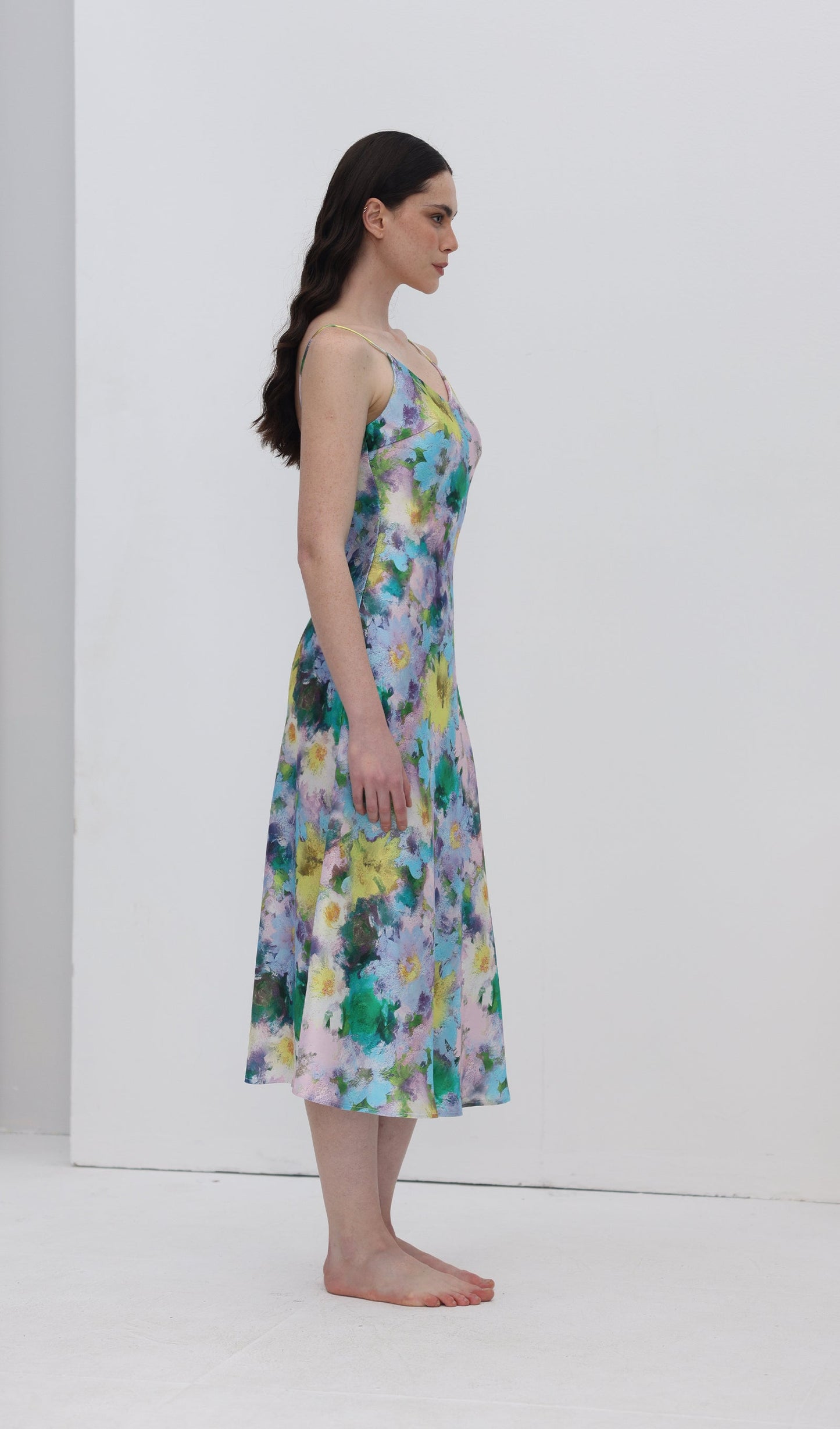 Flower Print Slip Midi Dress