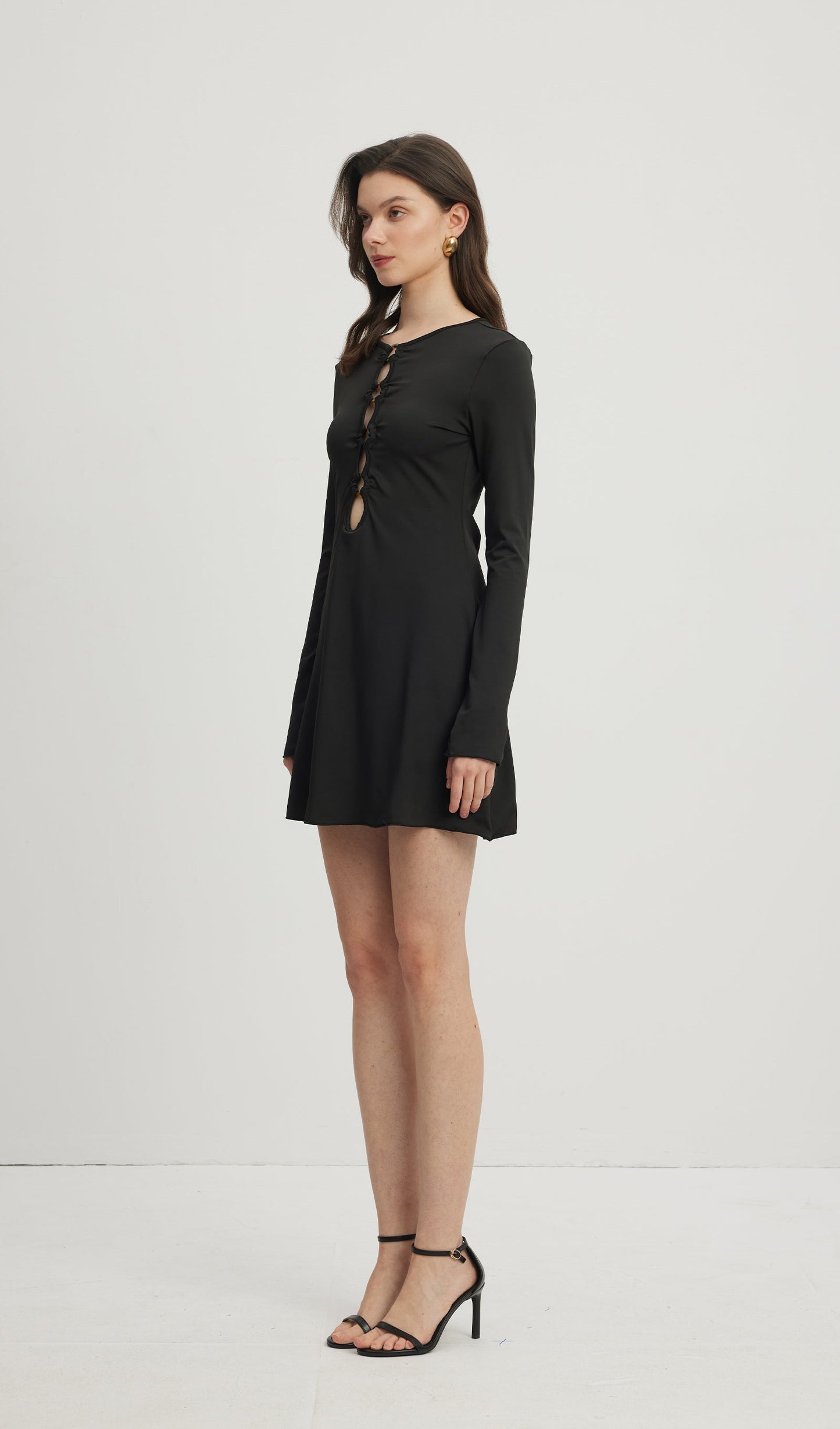 Hollow Out Mini Dress Black