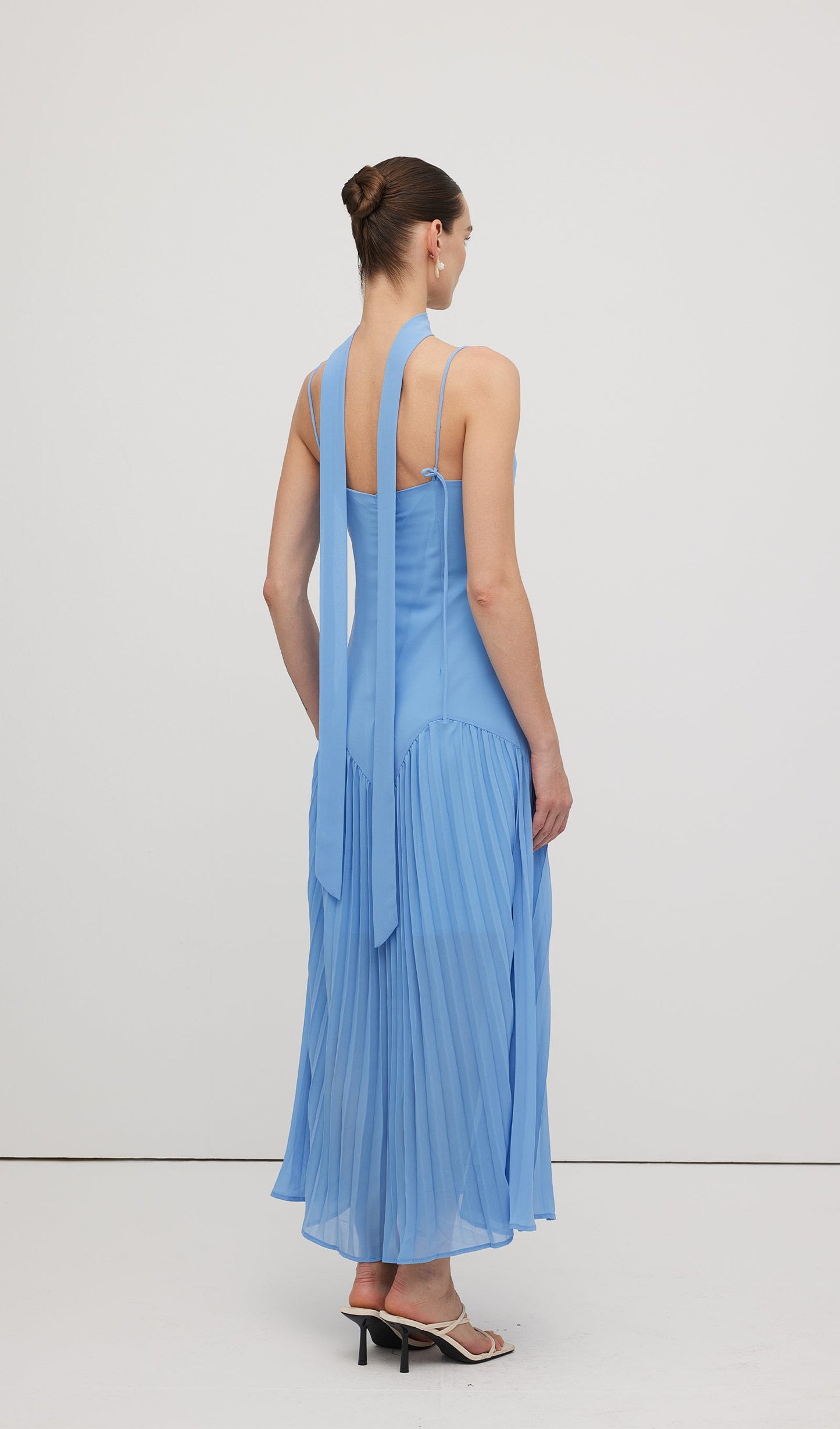 Plunge Front Ruffled Hem Midi Dress