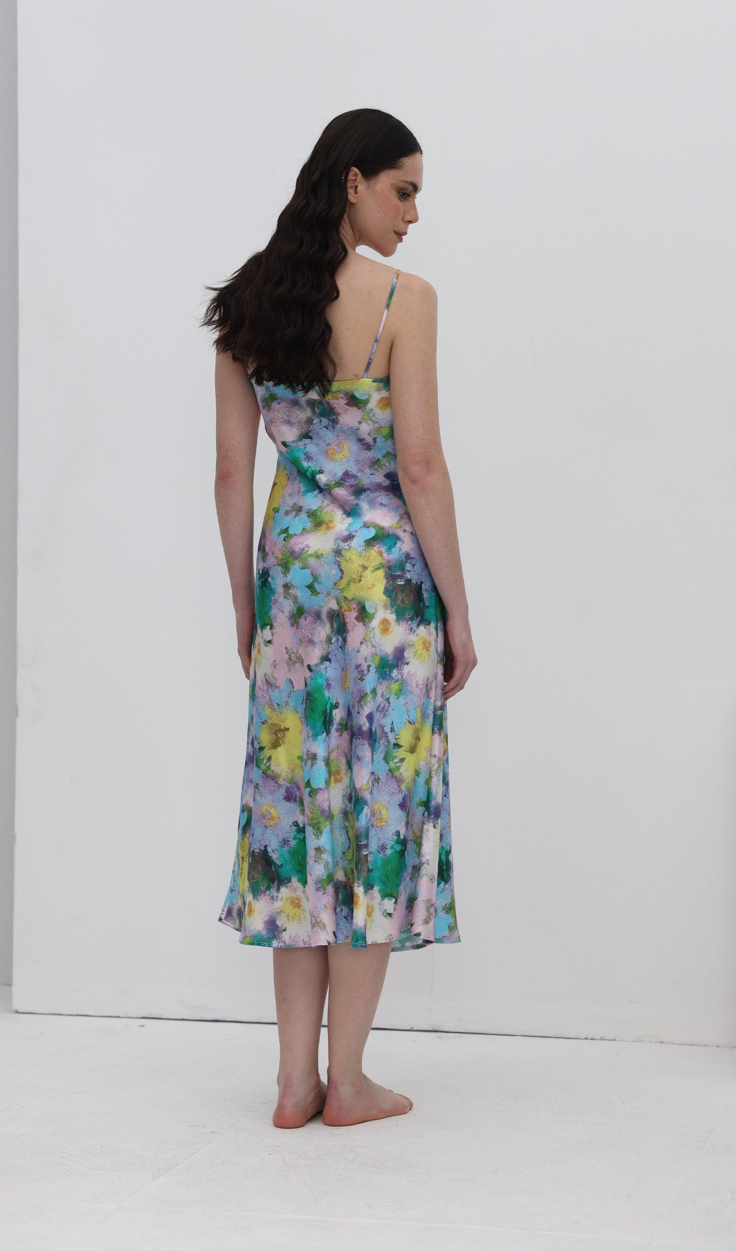 Flower Print Slip Midi Dress