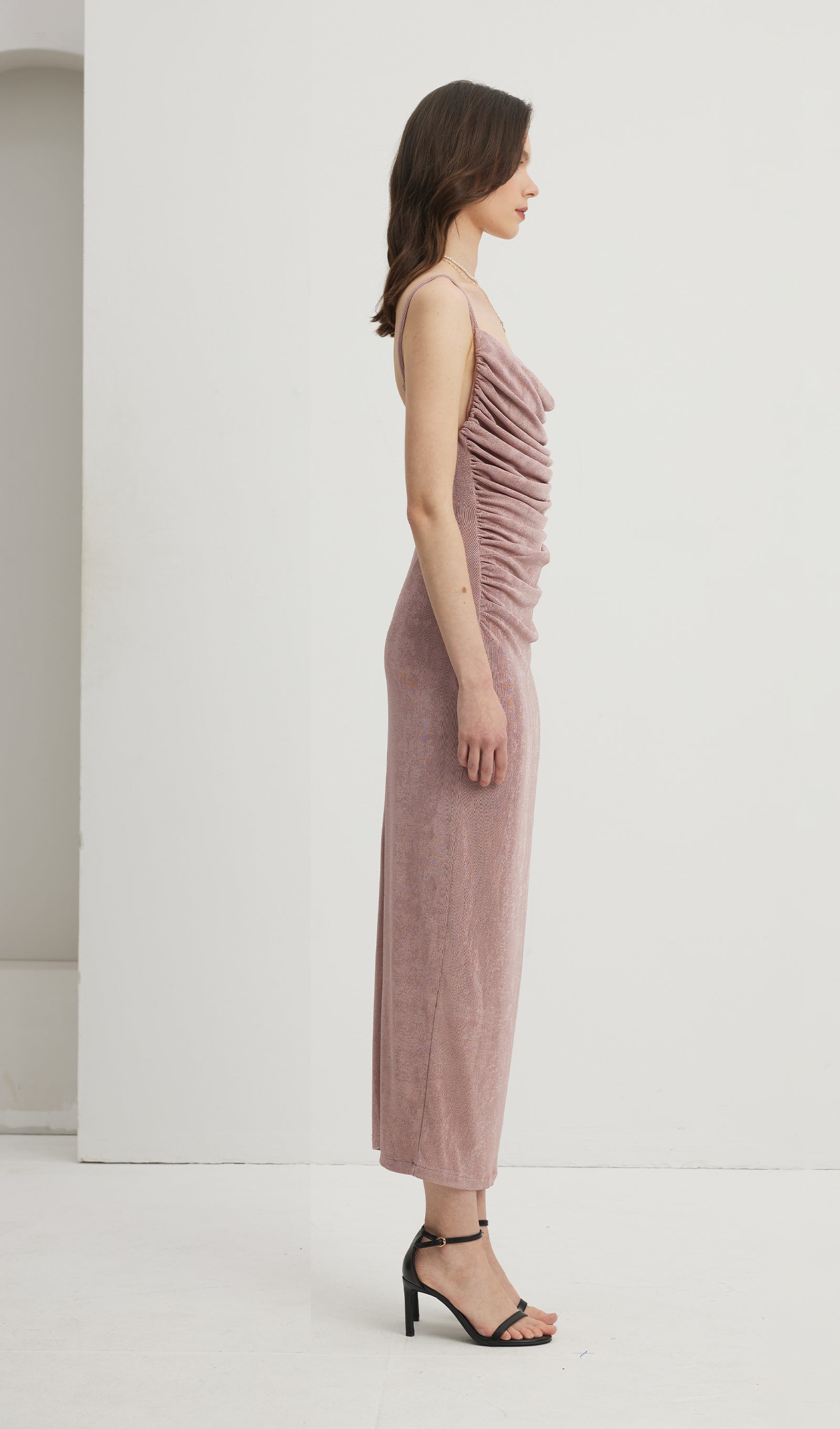 Gathered Draped Maxi Dress