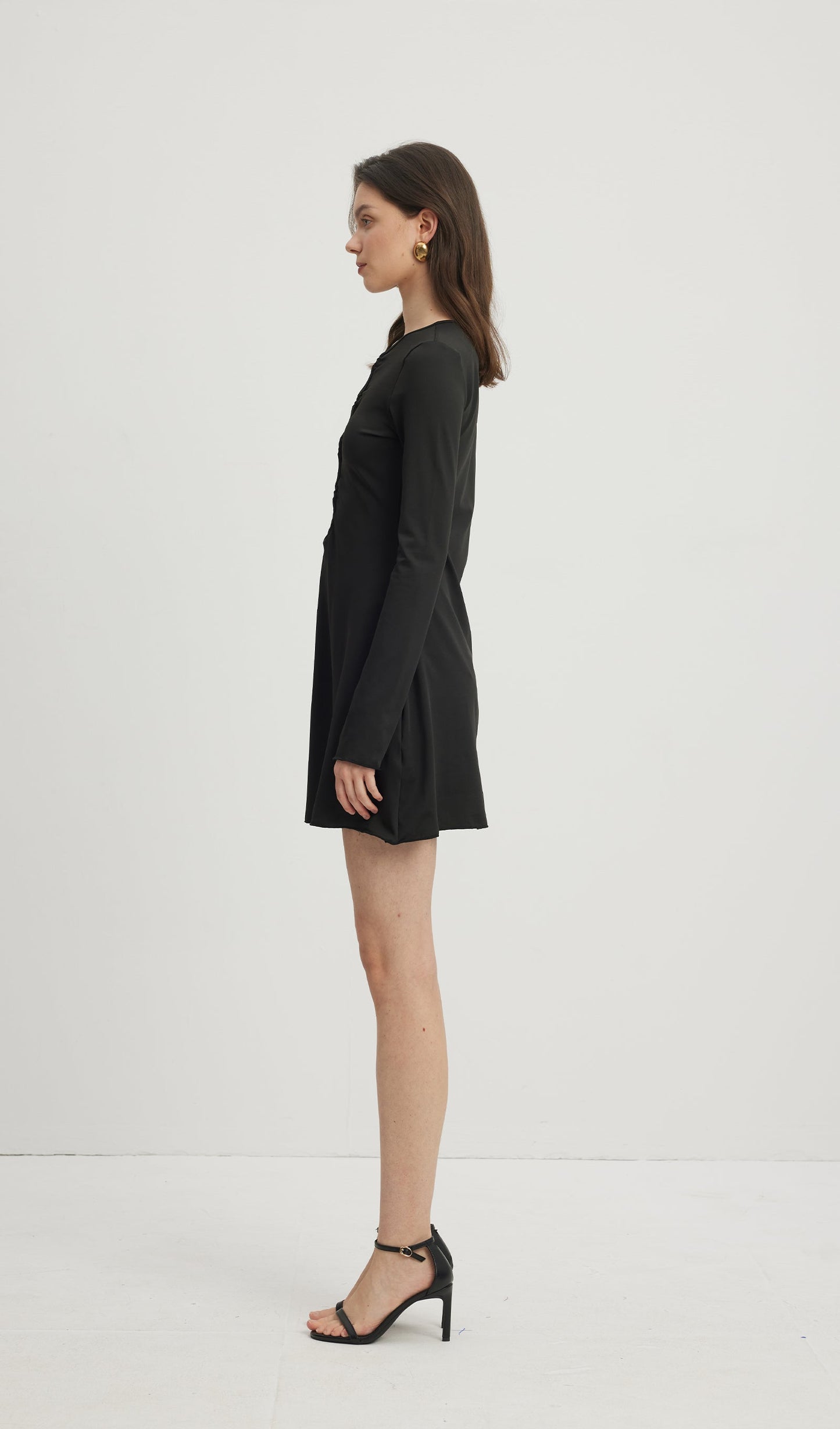 Hollow Out Mini Dress Black