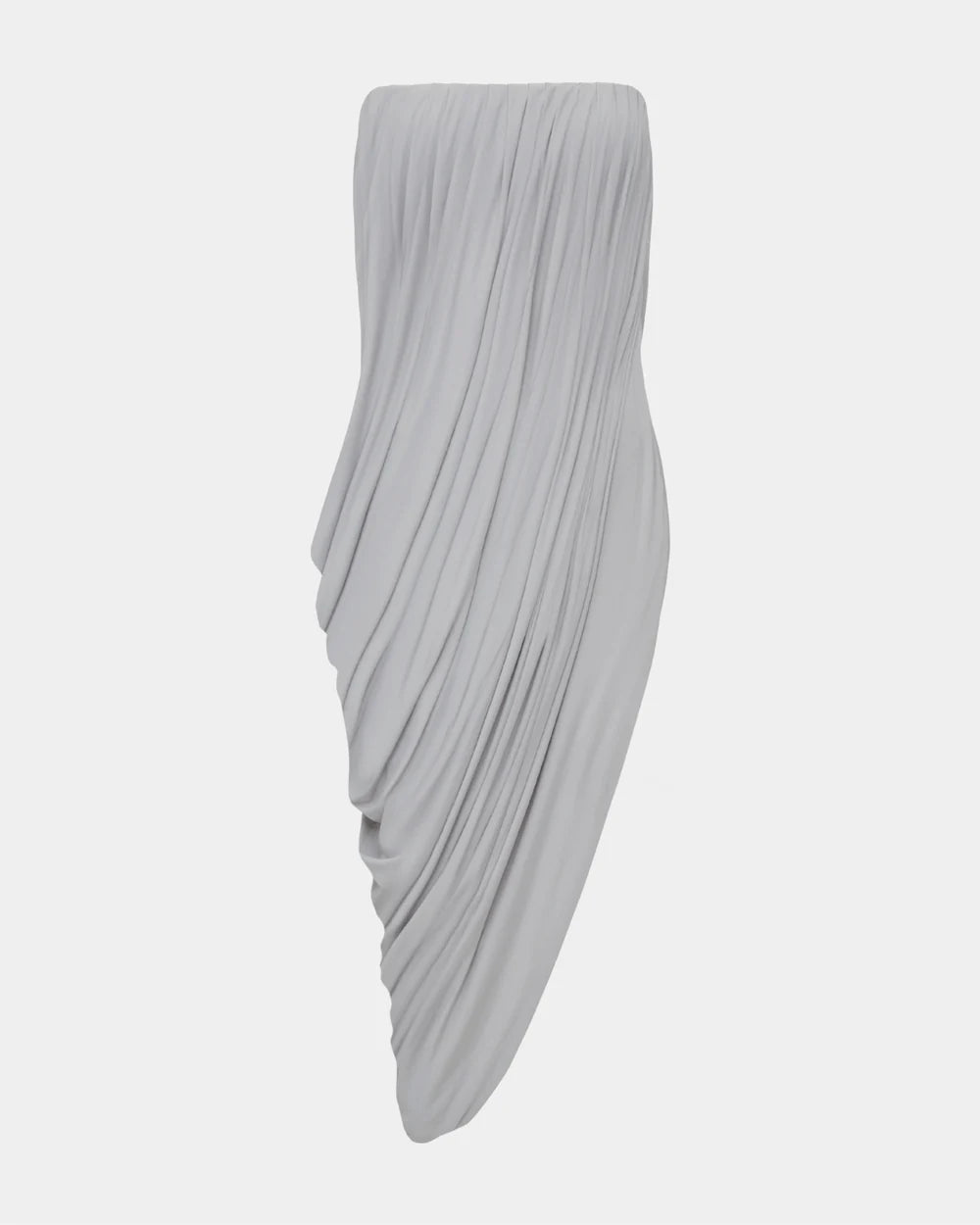 Strapless Draped Side-Slit Wrap Grey Dress