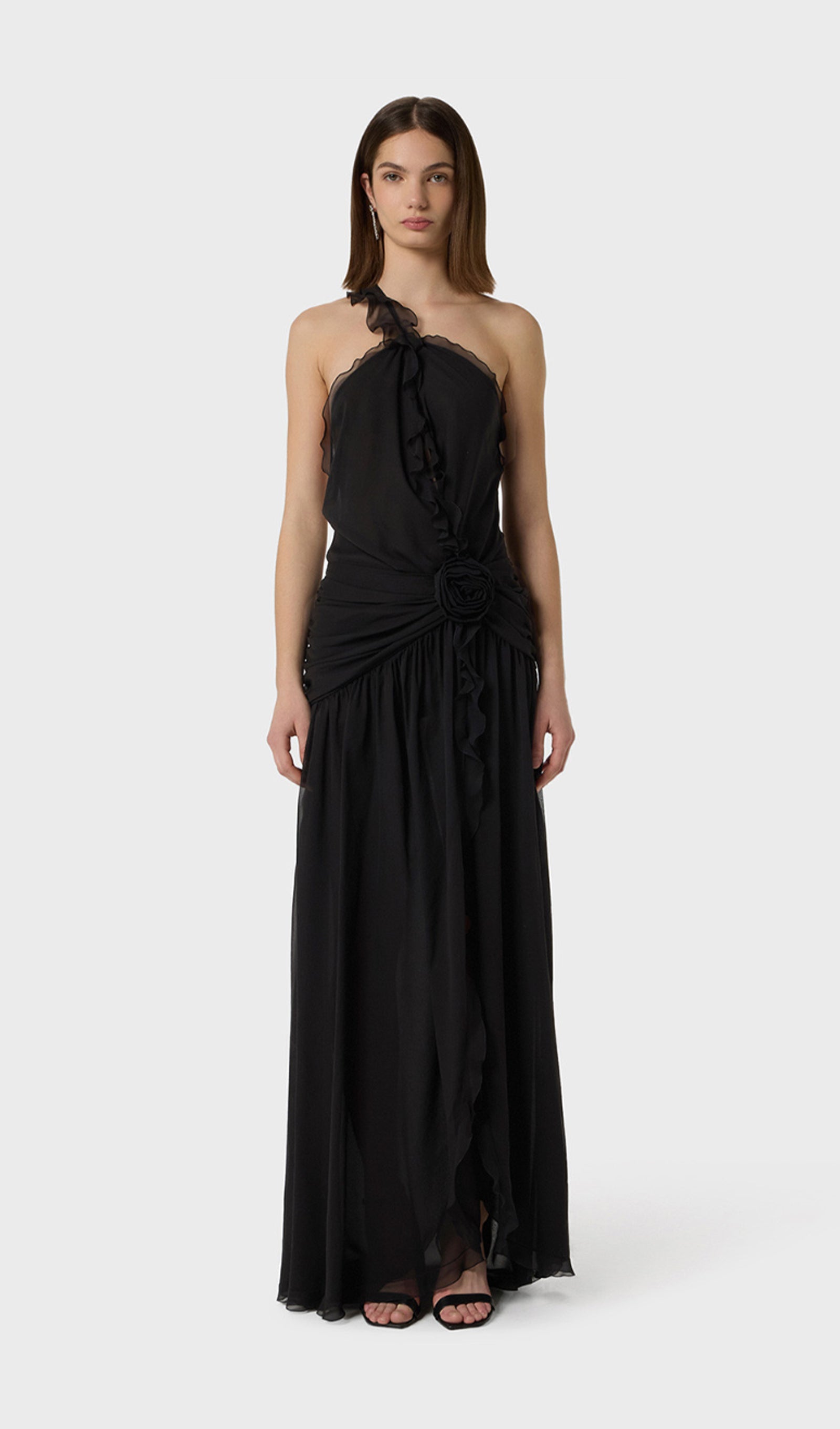 One Shoulder Georgette Maxi Dress