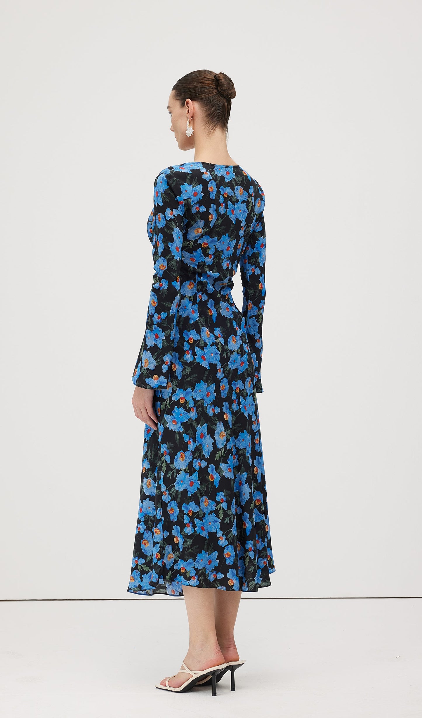 Floral Print Silk Midi Dress