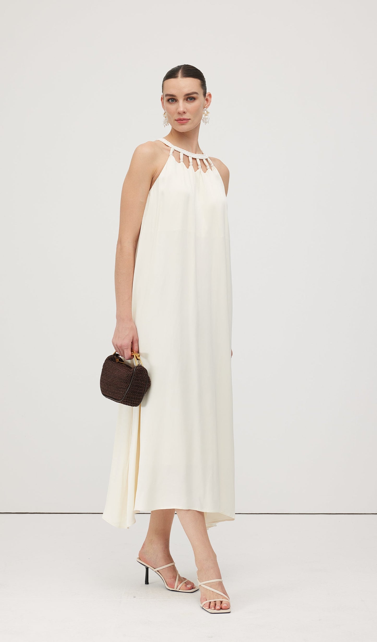 Round Neck Hollow Sleeveless Midi Dress