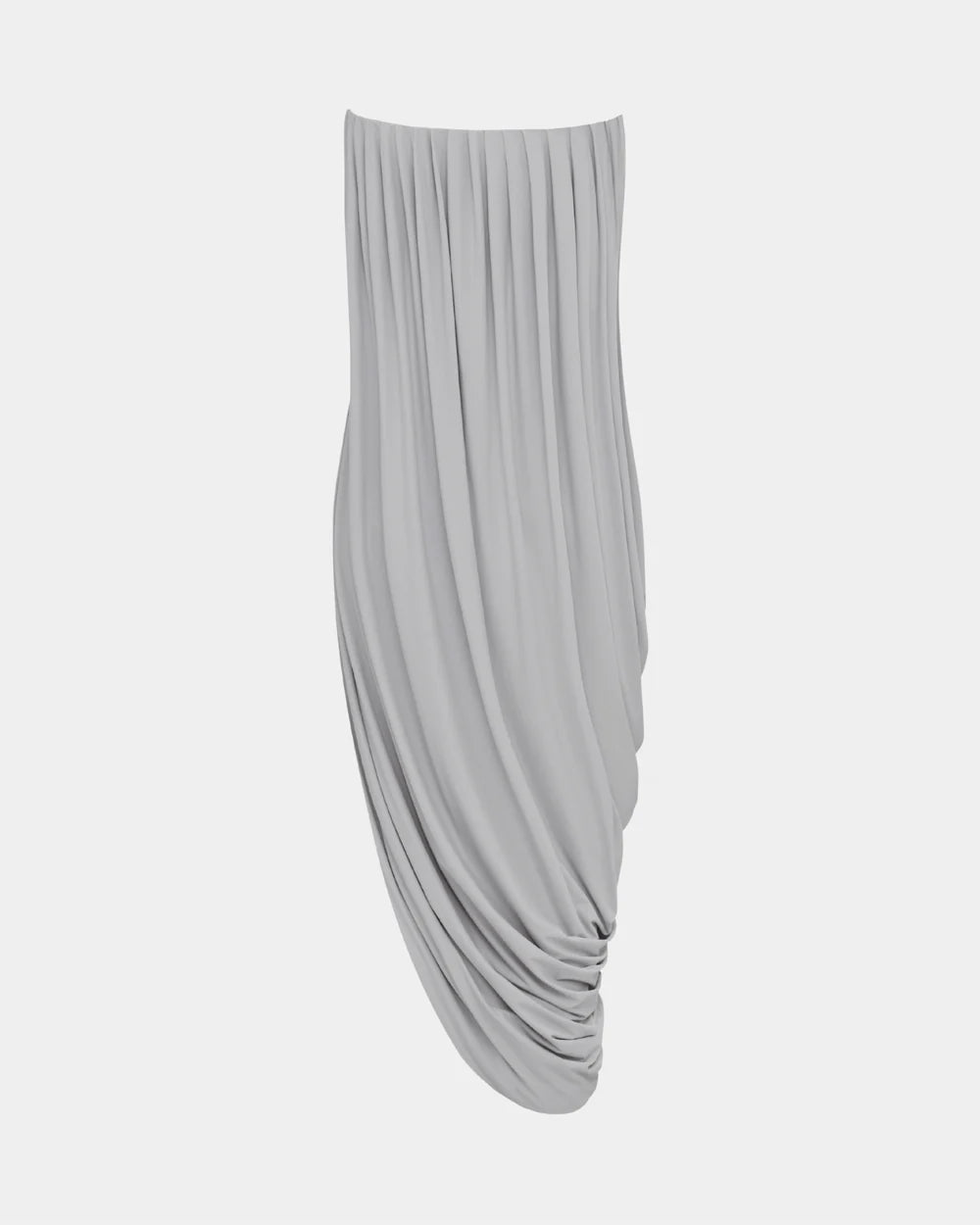 Strapless Draped Side-Slit Wrap Grey Dress
