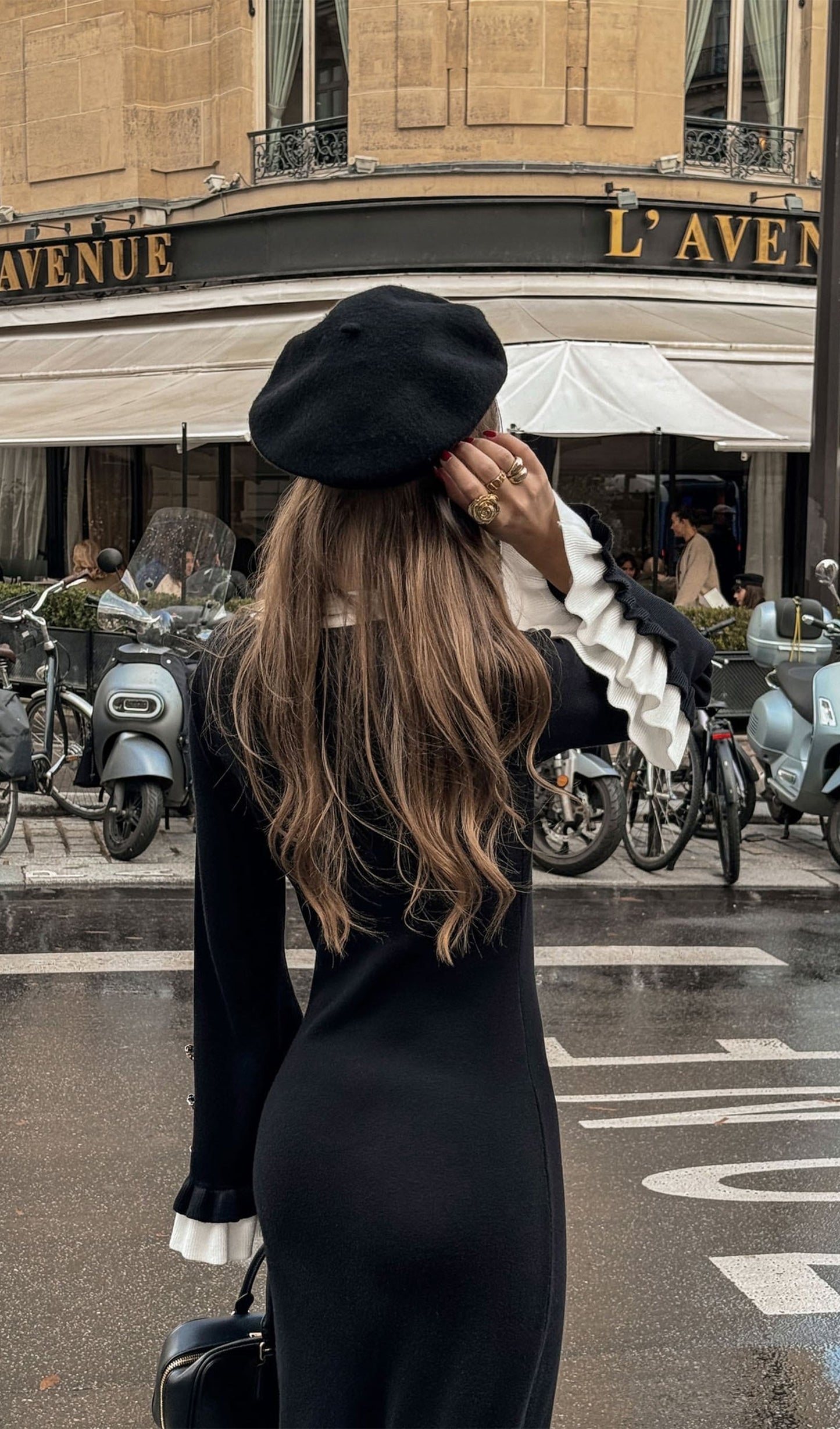 Knitted Contrasting Cuffs Maxi Dress