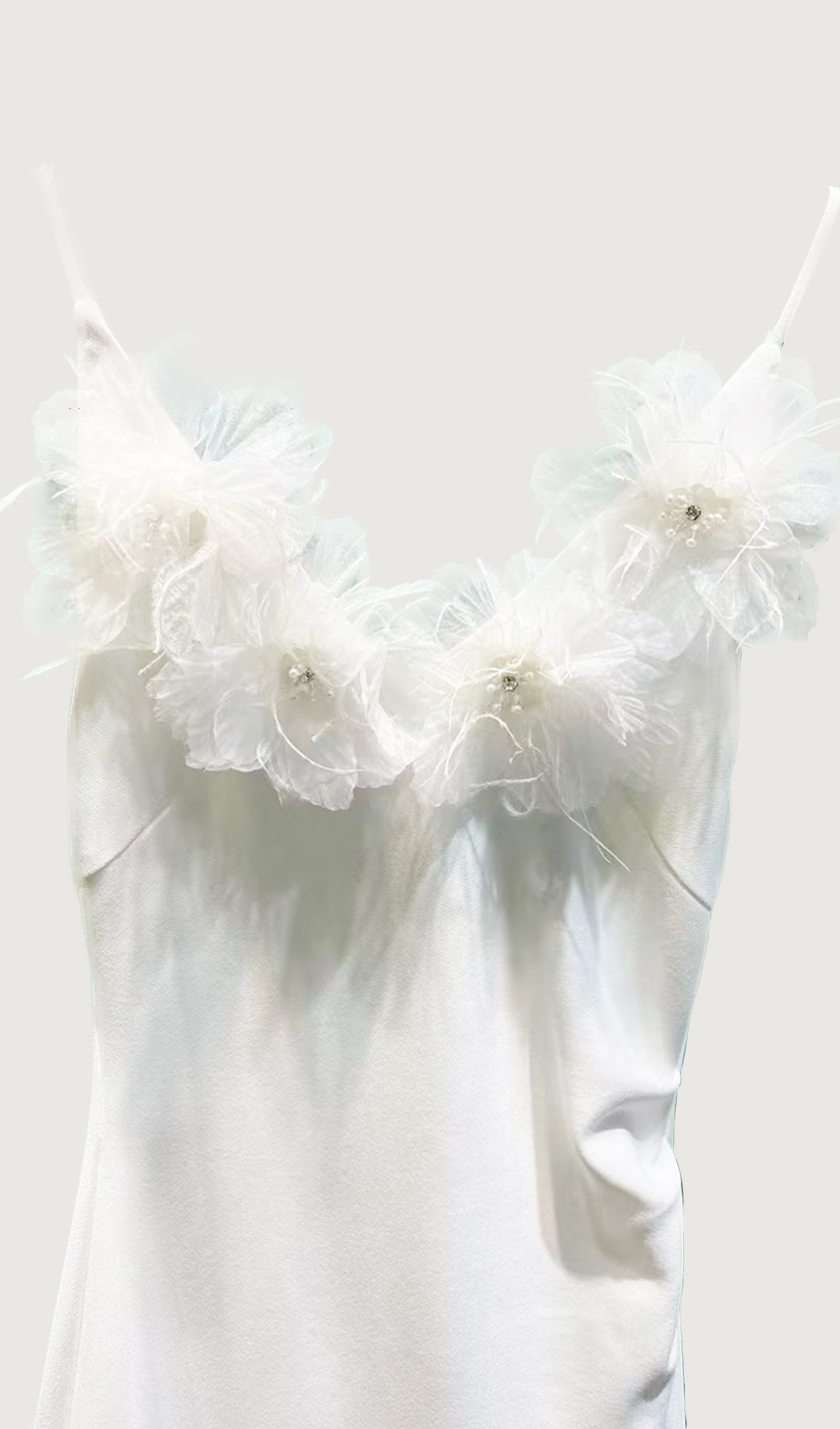 Feather Trim Slip Midi Dress
