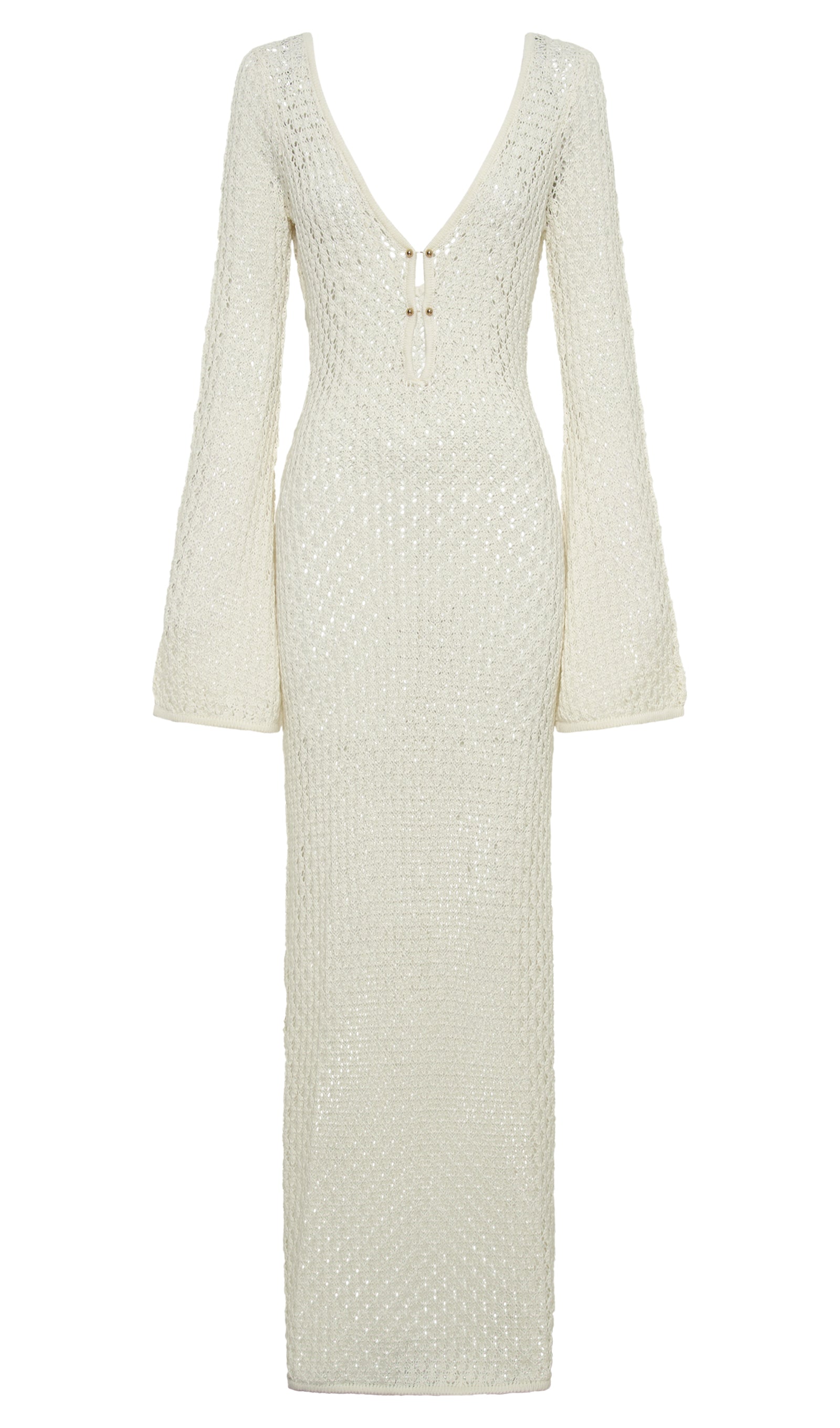 Crochet Fishtail Flare Sleeve Maxi Dress